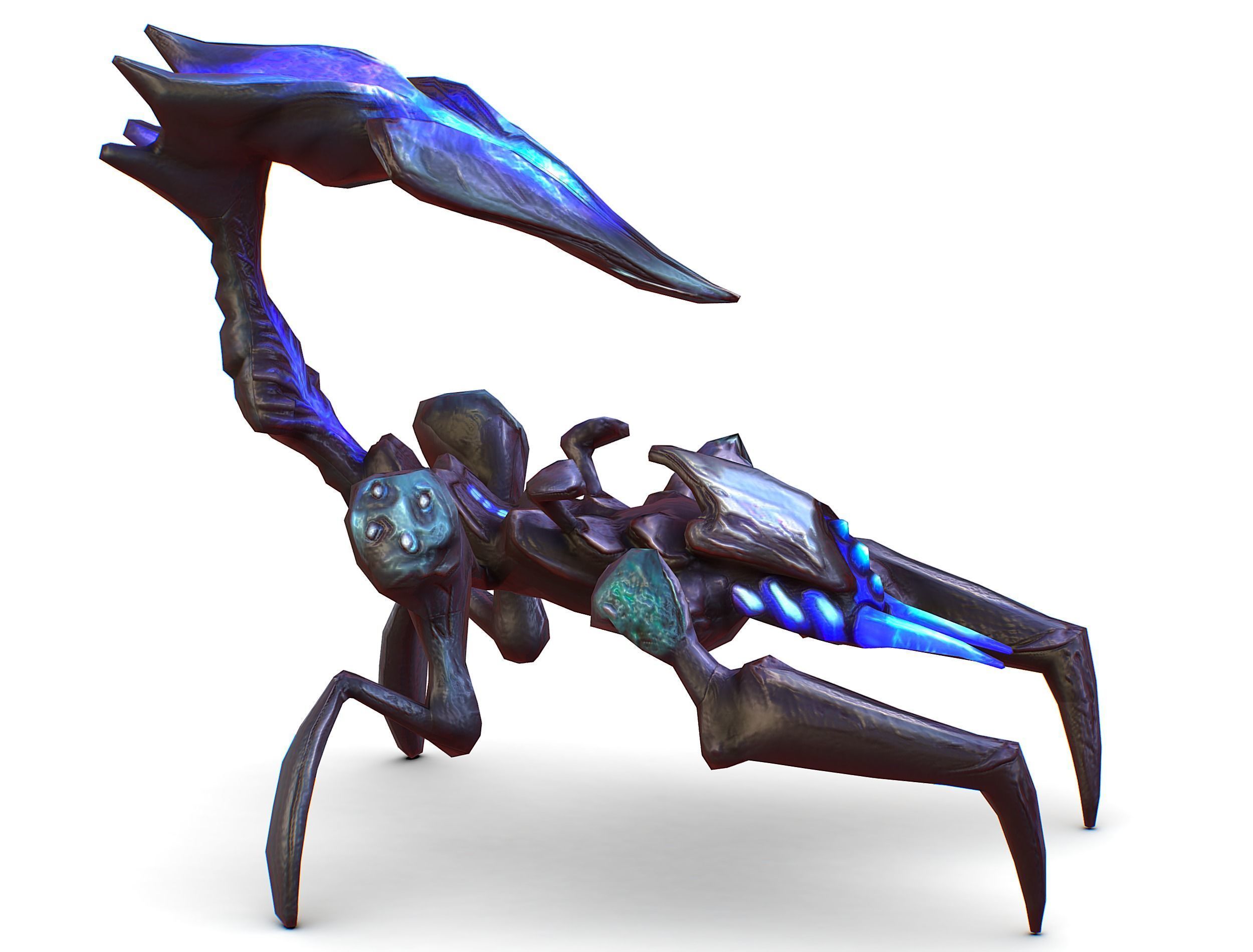 Blue alien UFO mutant scorpion Low-poly 3D model_12