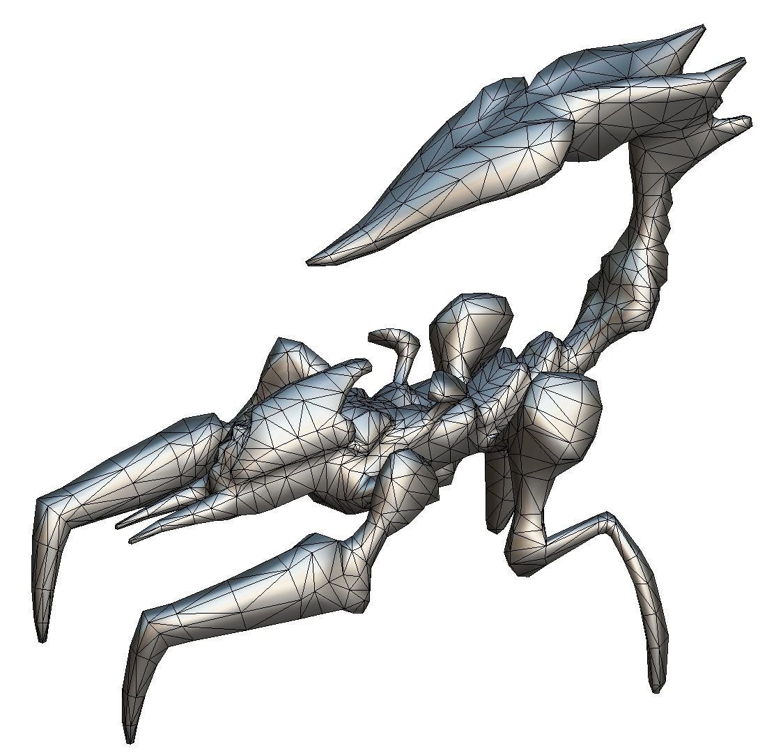 Blue alien UFO mutant scorpion Low-poly 3D model_24