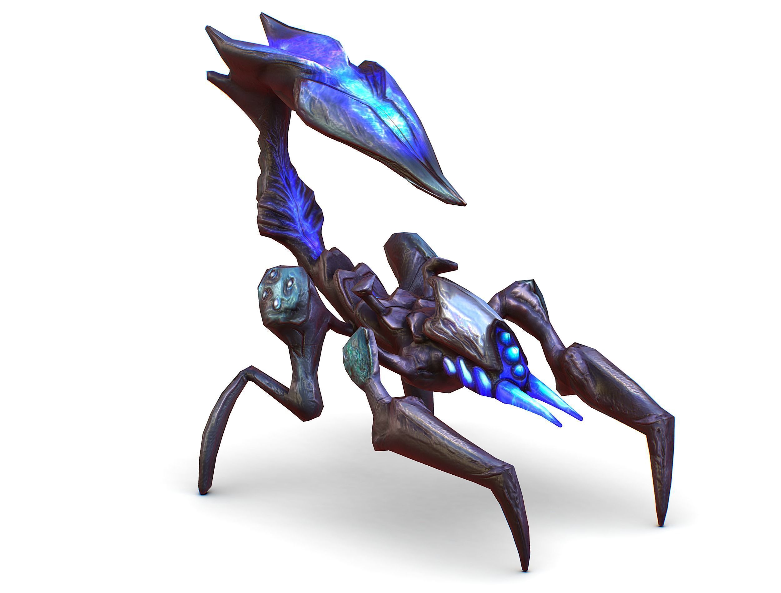 Blue alien UFO mutant scorpion Low-poly 3D model_1