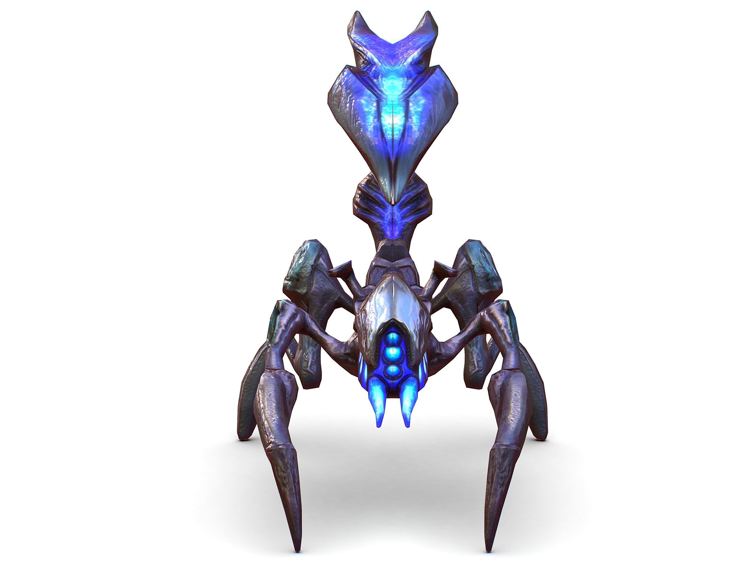 Blue alien UFO mutant scorpion Low-poly 3D model_3