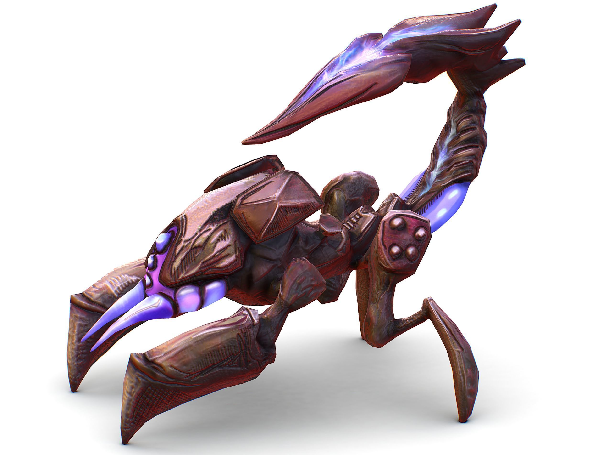 pink alien UFO mutant scorpion Low-poly 3D model_6