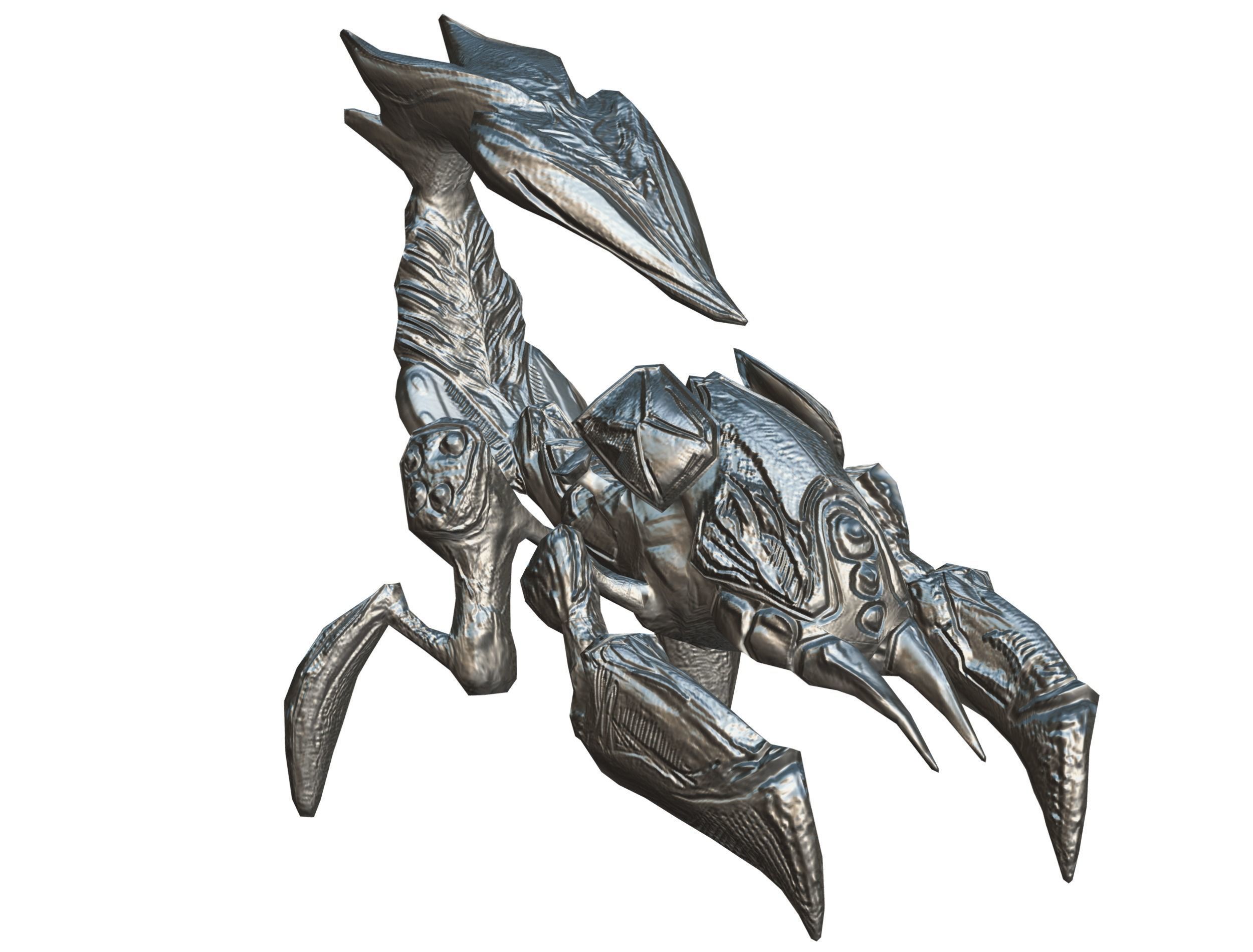 pink alien UFO mutant scorpion Low-poly 3D model_20