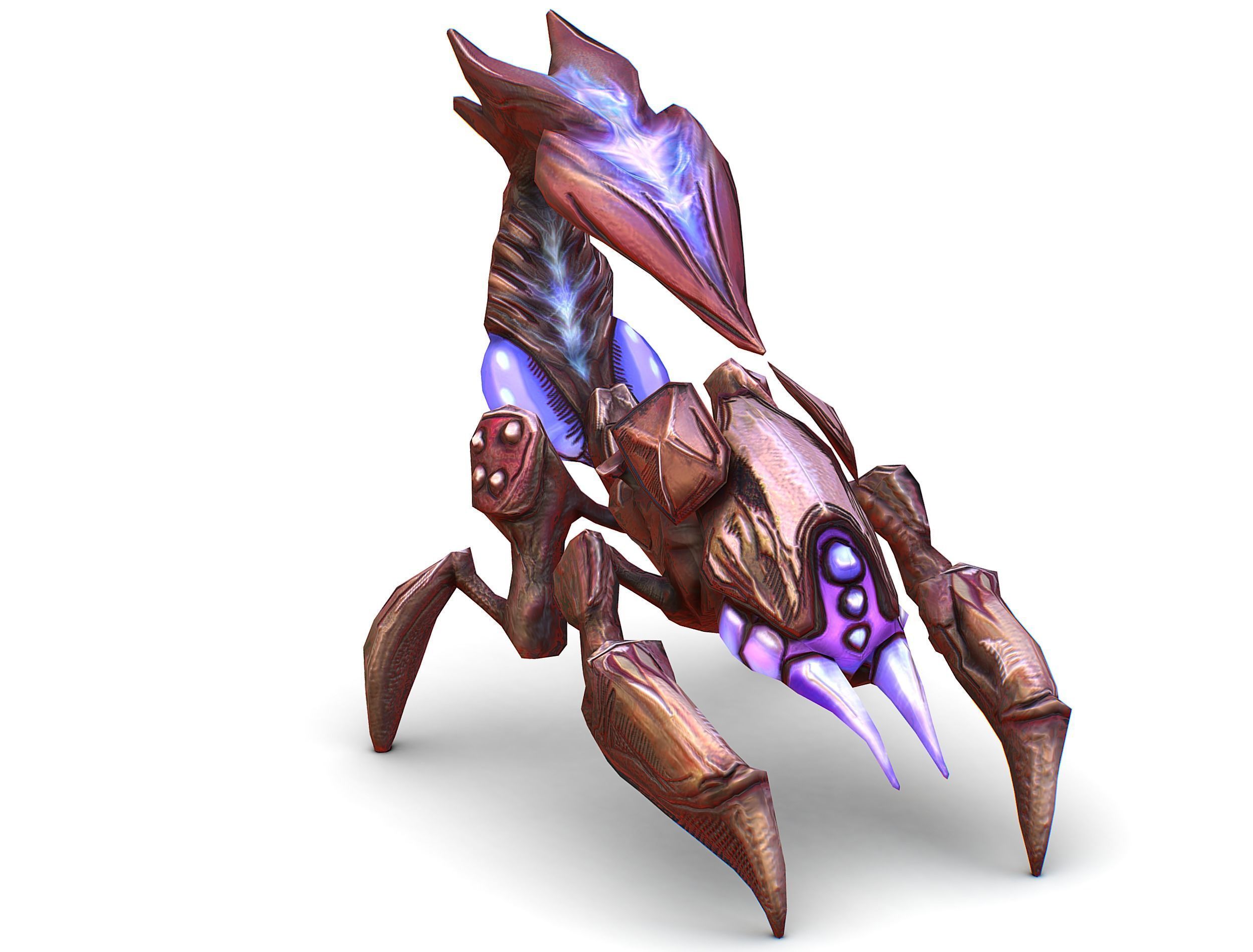 pink alien UFO mutant scorpion Low-poly 3D model_2