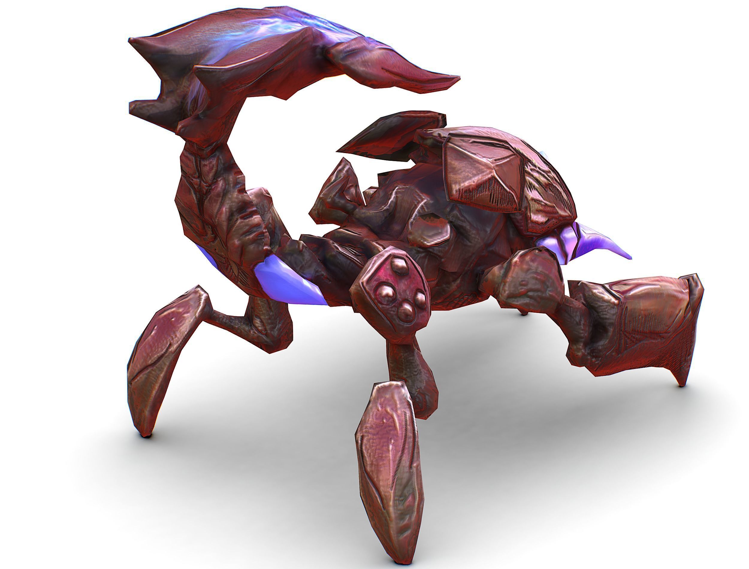 pink alien UFO mutant scorpion Low-poly 3D model_17