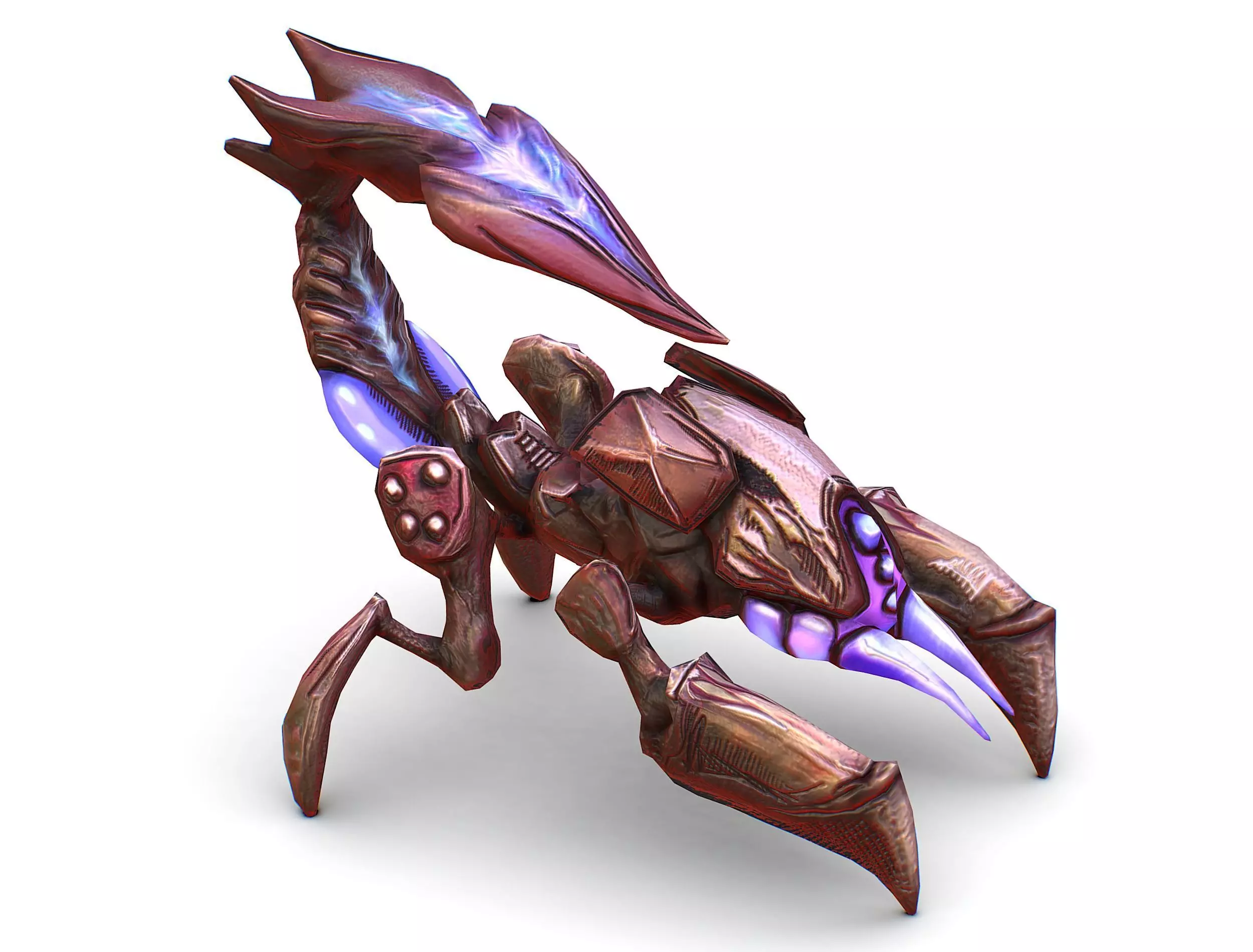 pink alien UFO mutant scorpion Low-poly 3D model_0