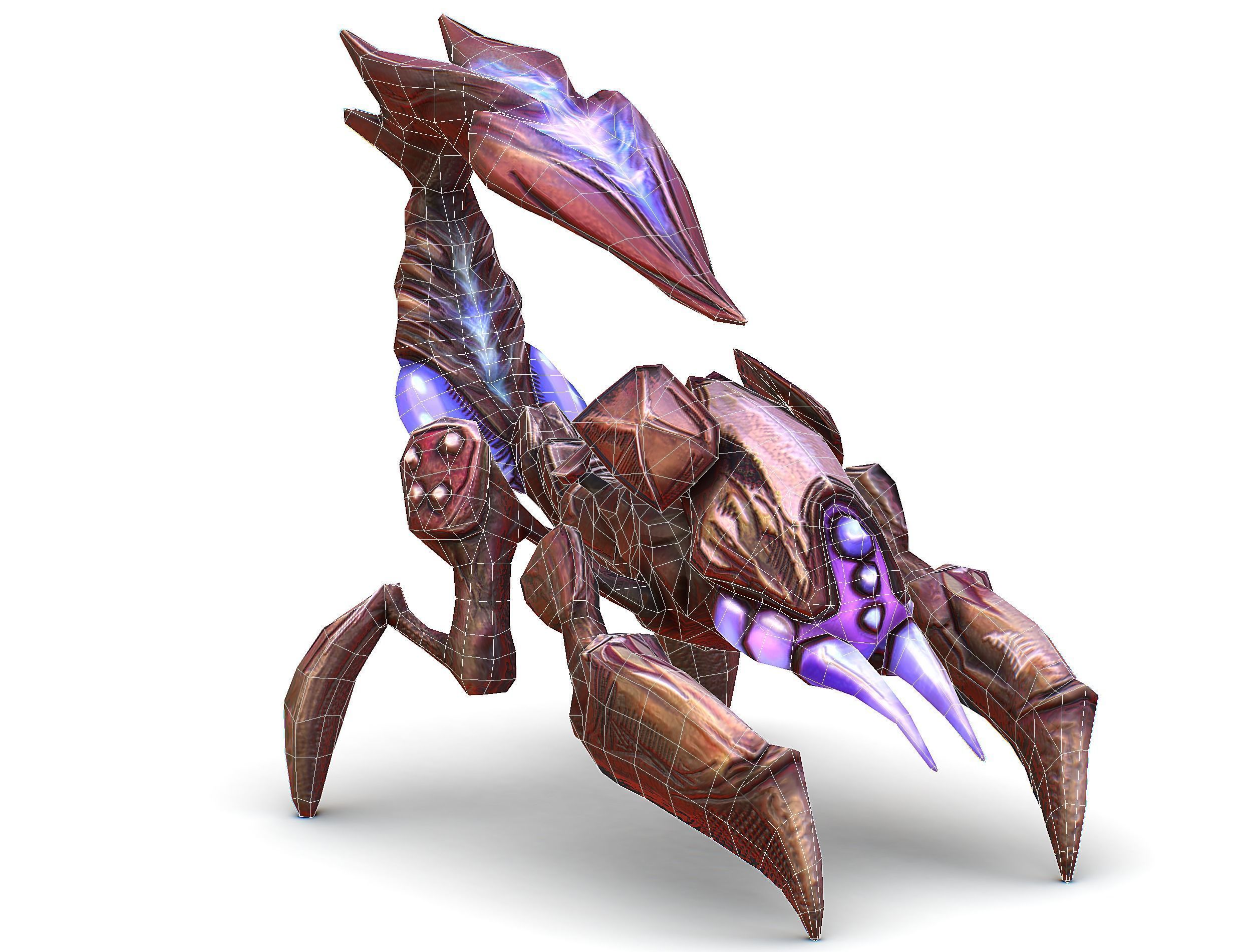 pink alien UFO mutant scorpion Low-poly 3D model_18