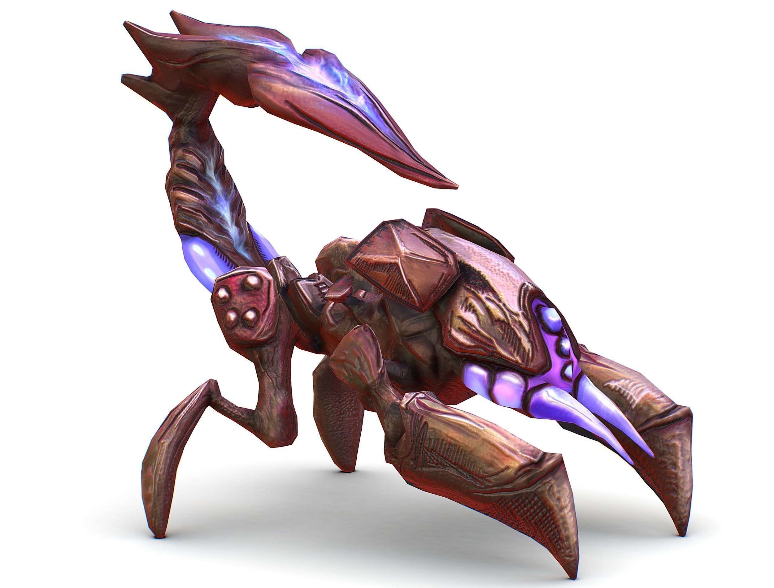 pink alien UFO mutant scorpion Low-poly 3D model_12