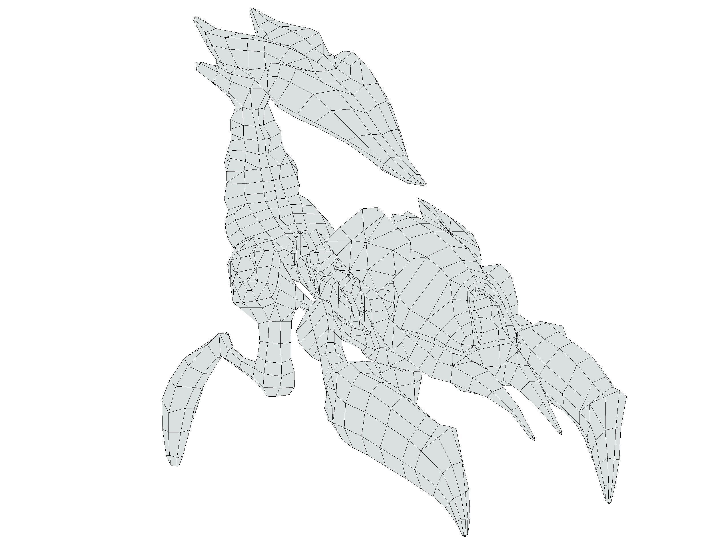 pink alien UFO mutant scorpion Low-poly 3D model_21