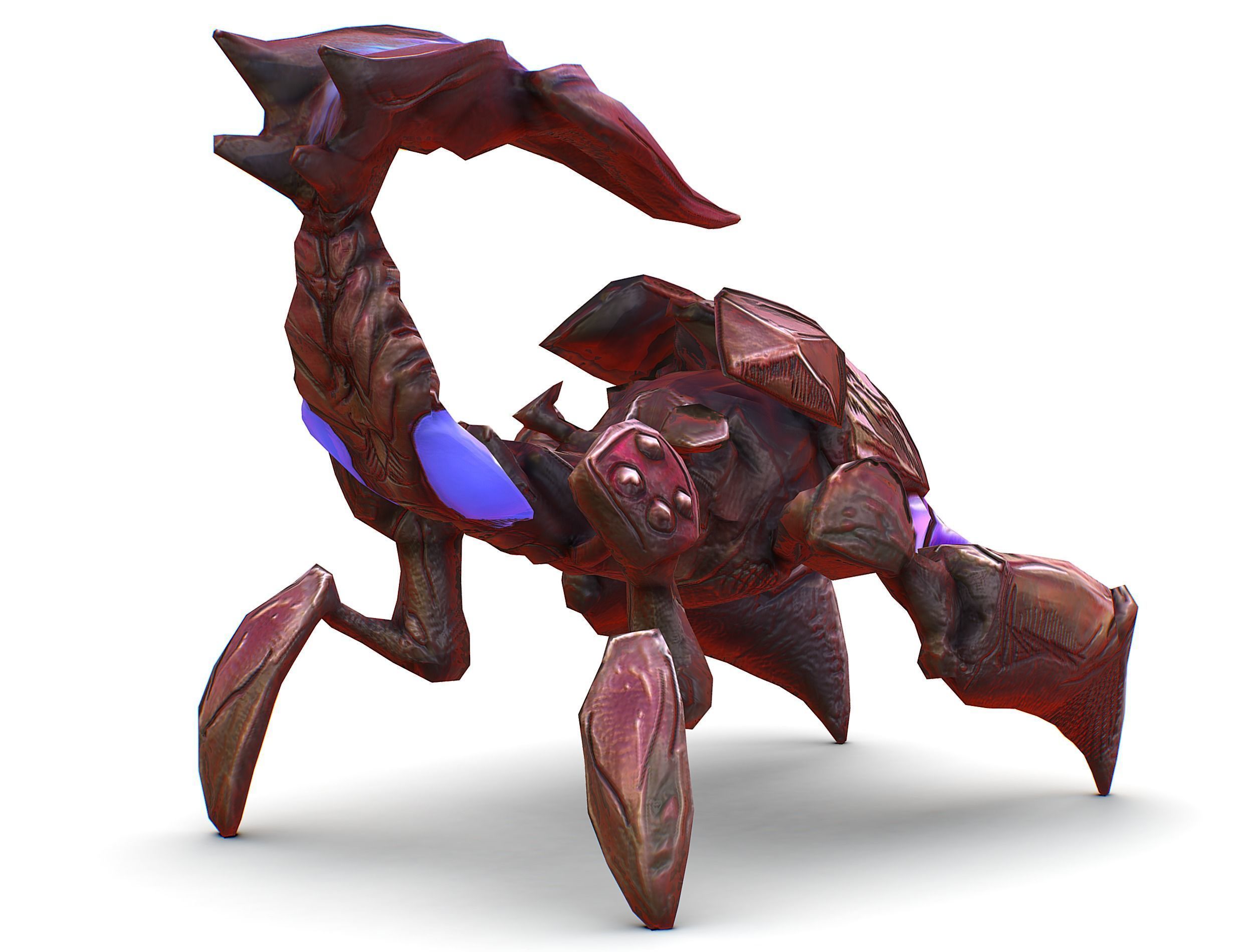 pink alien UFO mutant scorpion Low-poly 3D model_10