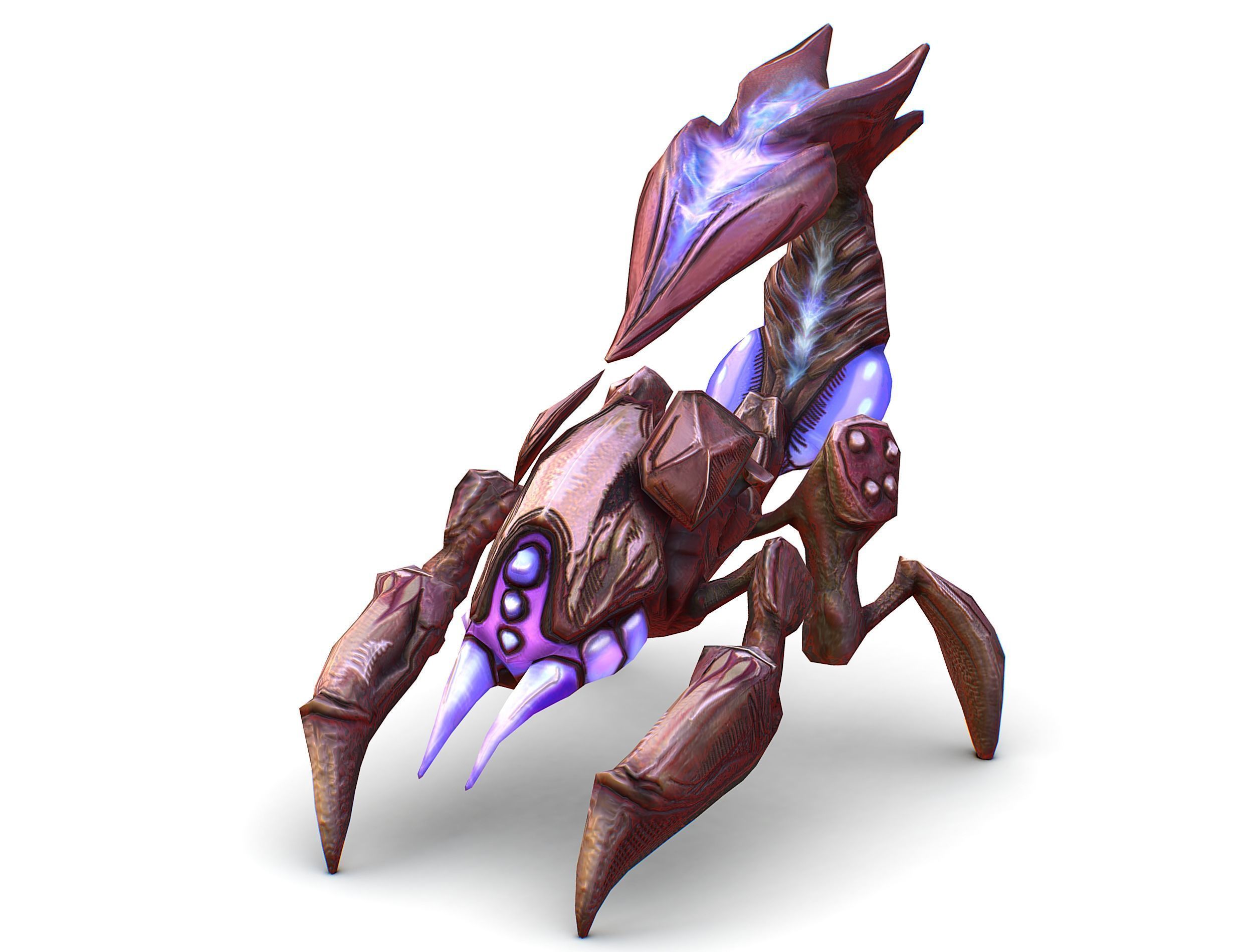 pink alien UFO mutant scorpion Low-poly 3D model_5