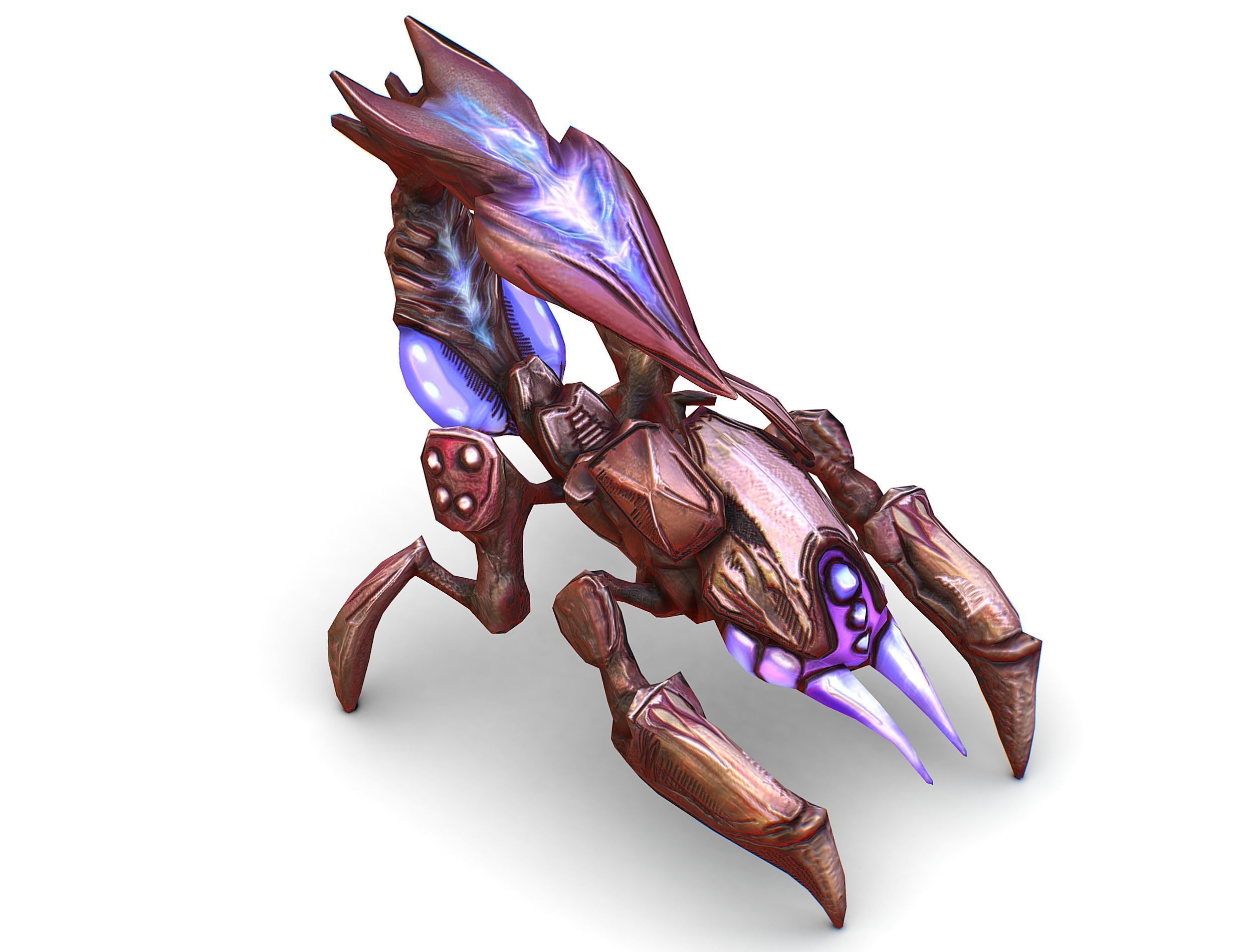 pink alien UFO mutant scorpion Low-poly 3D model_14