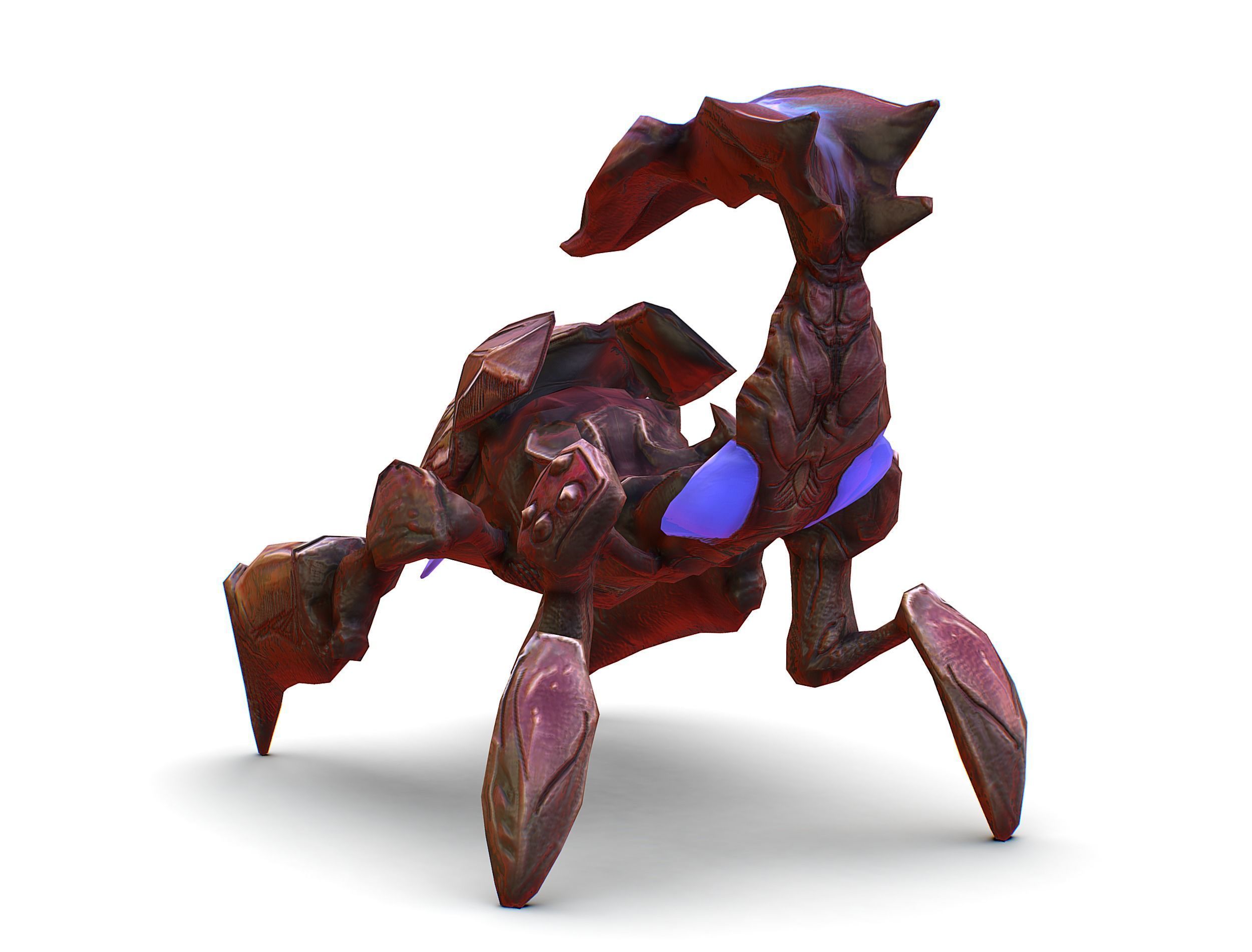 pink alien UFO mutant scorpion Low-poly 3D model_8