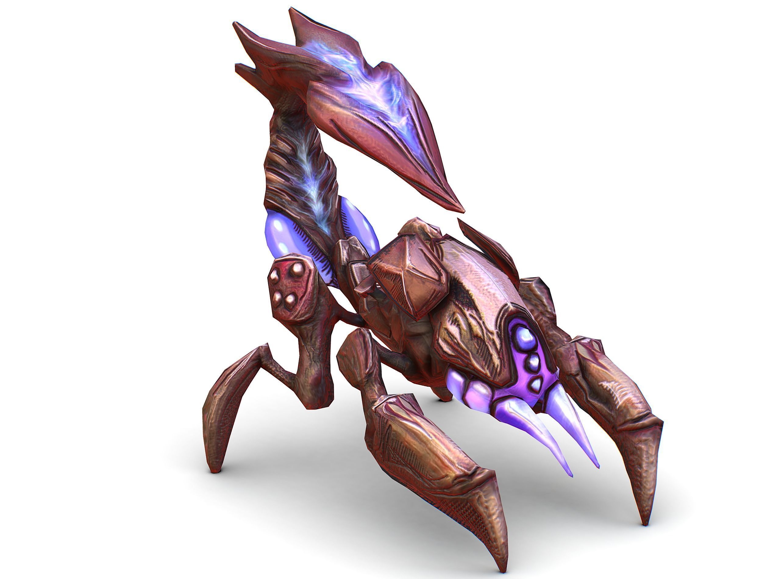 pink alien UFO mutant scorpion Low-poly 3D model_1