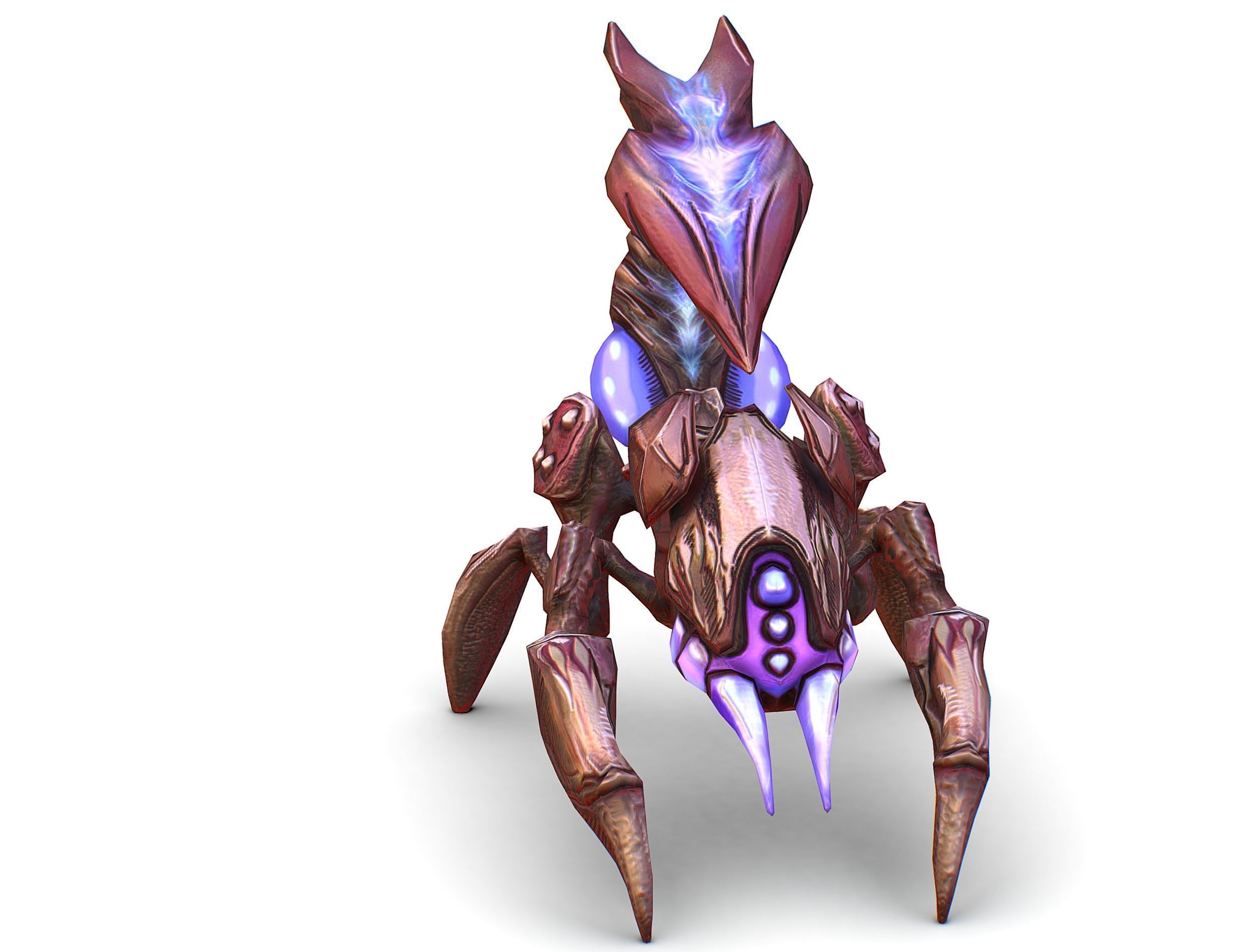 pink alien UFO mutant scorpion Low-poly 3D model_3