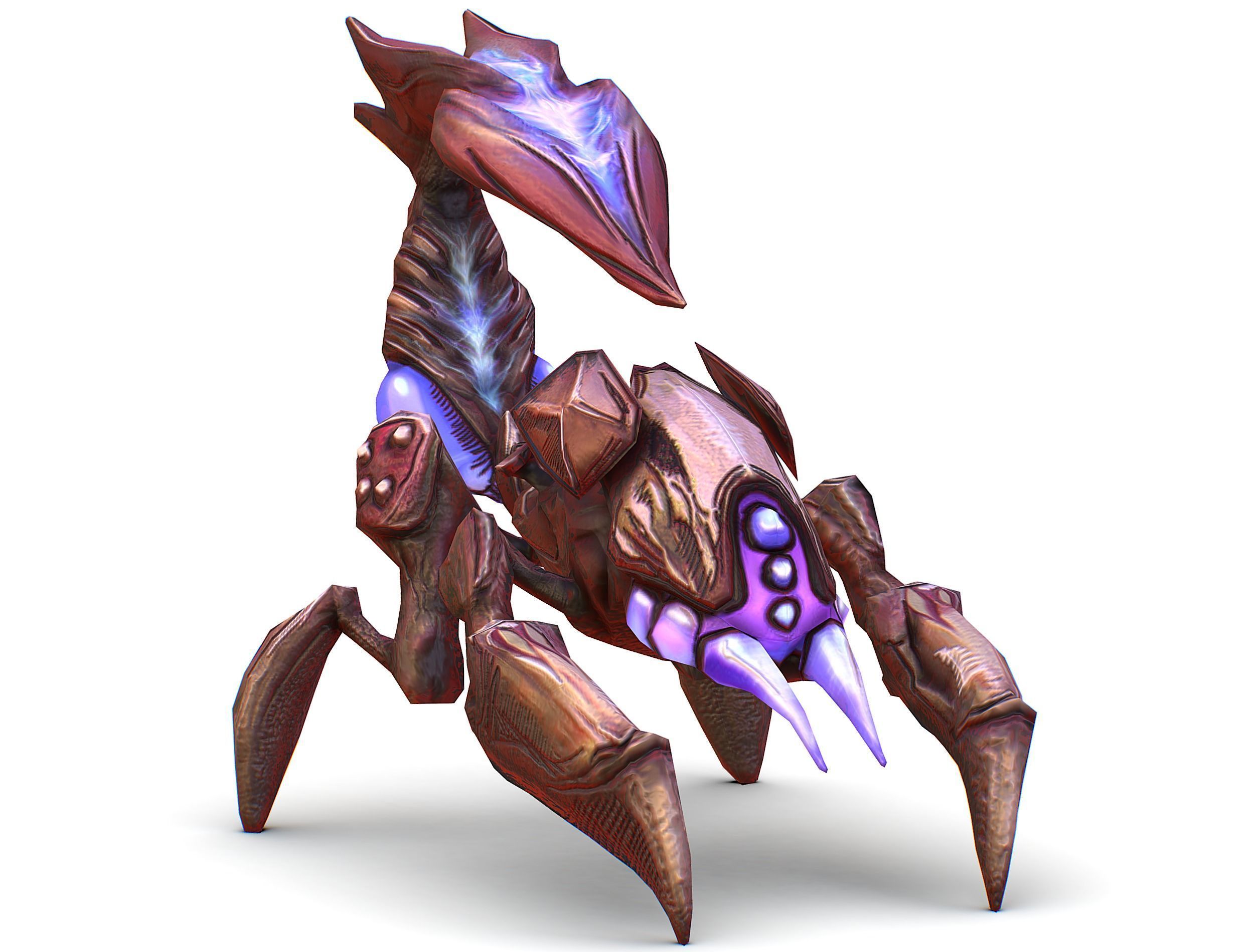 pink alien UFO mutant scorpion Low-poly 3D model_13