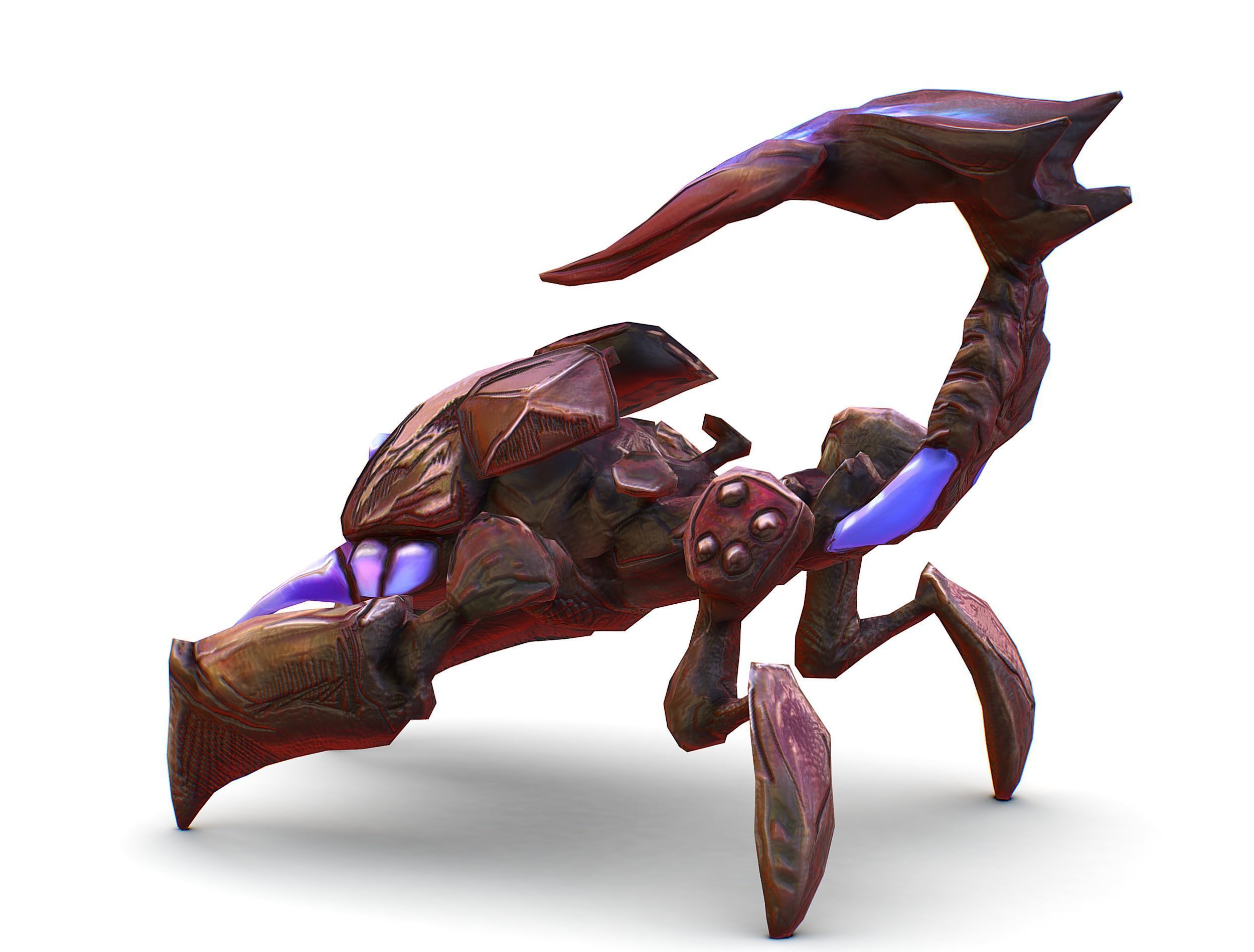 pink alien UFO mutant scorpion Low-poly 3D model_7