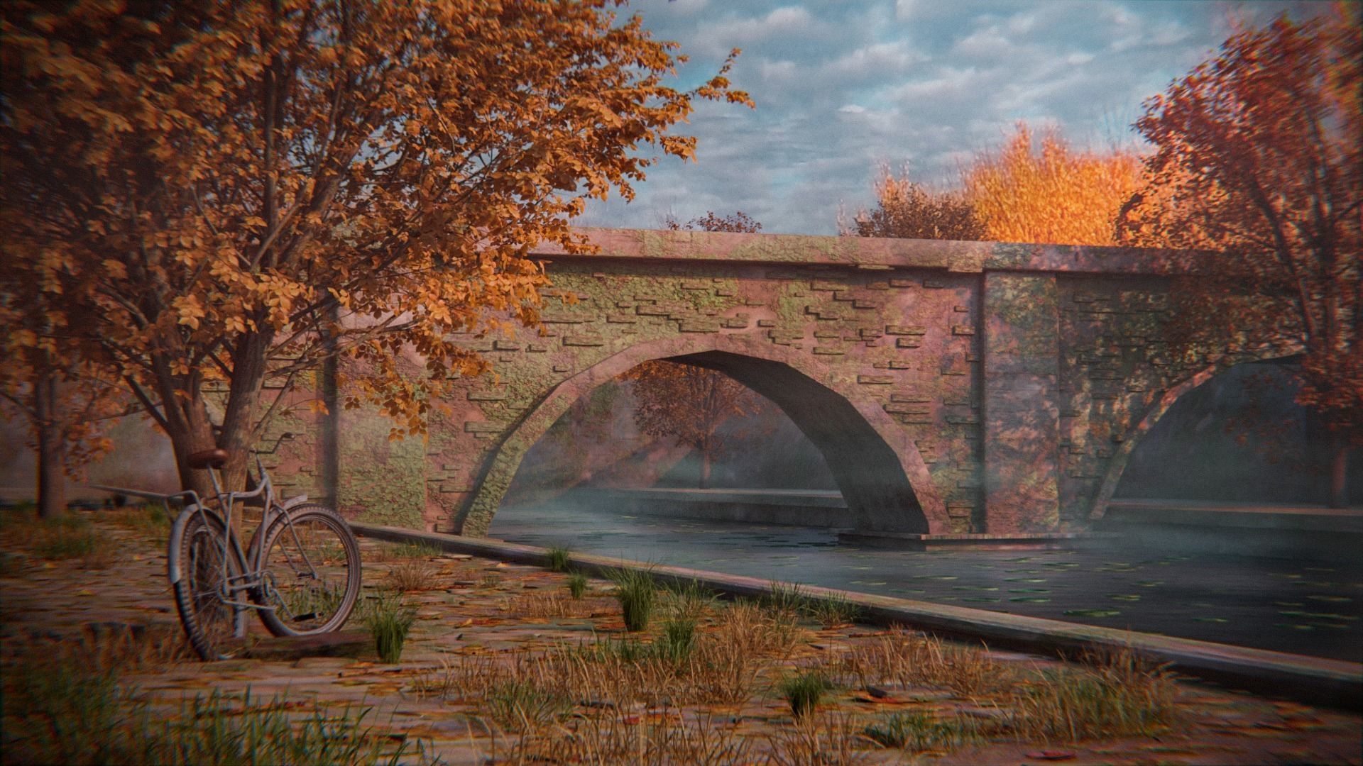 Medieval Bridge Low-poly 3D model_4