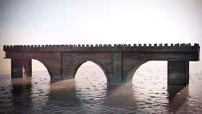 Medieval Bridge Low-poly 3D model