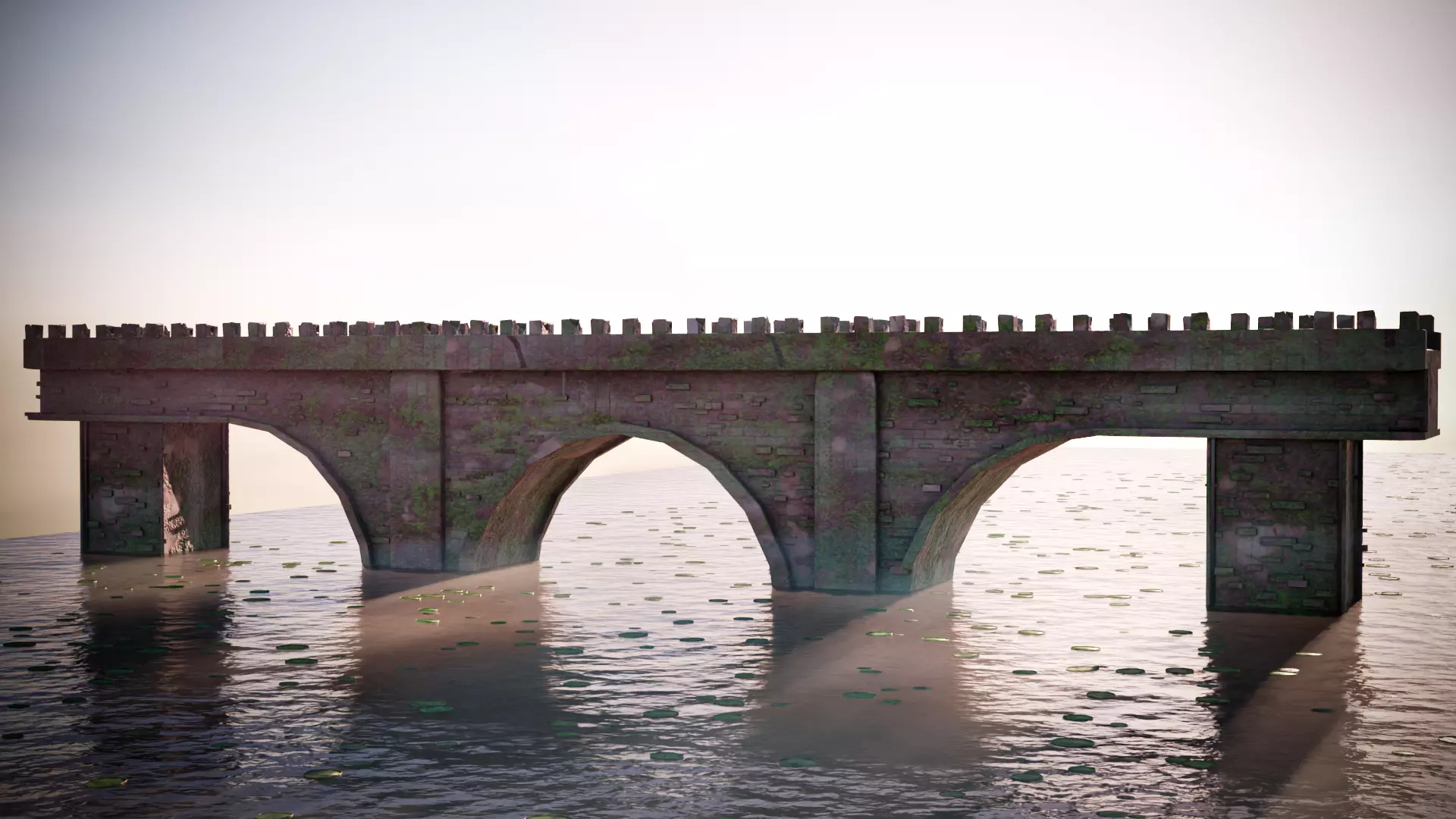 Medieval Bridge Low-poly 3D model_0