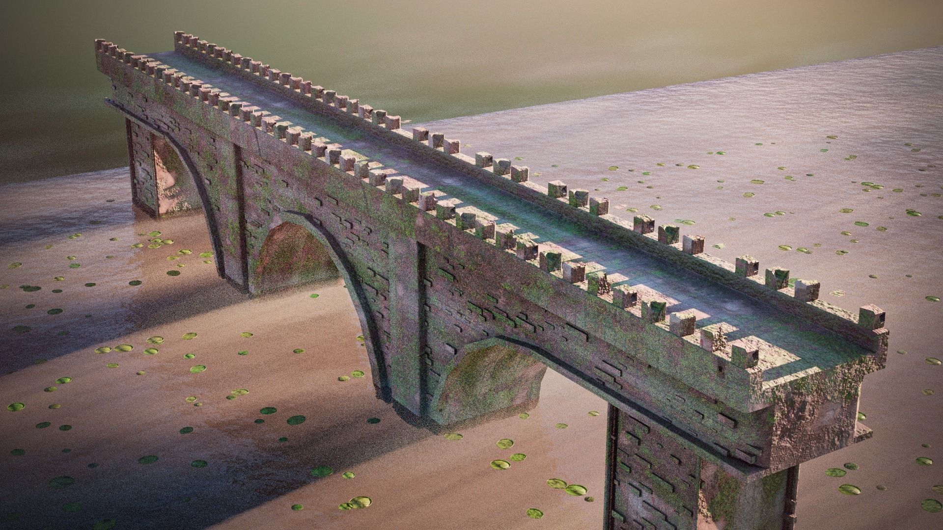 Medieval Bridge Low-poly 3D model_2