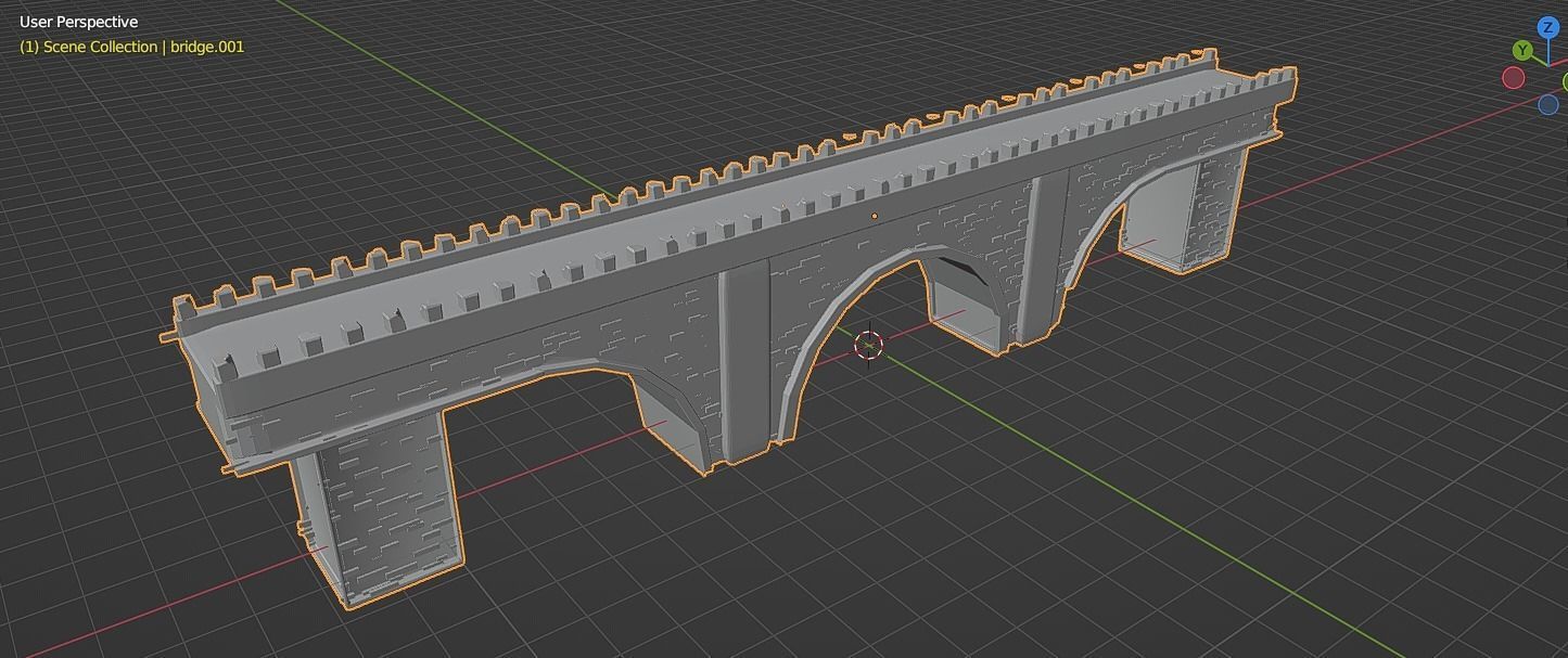 Medieval Bridge Low-poly 3D model_3