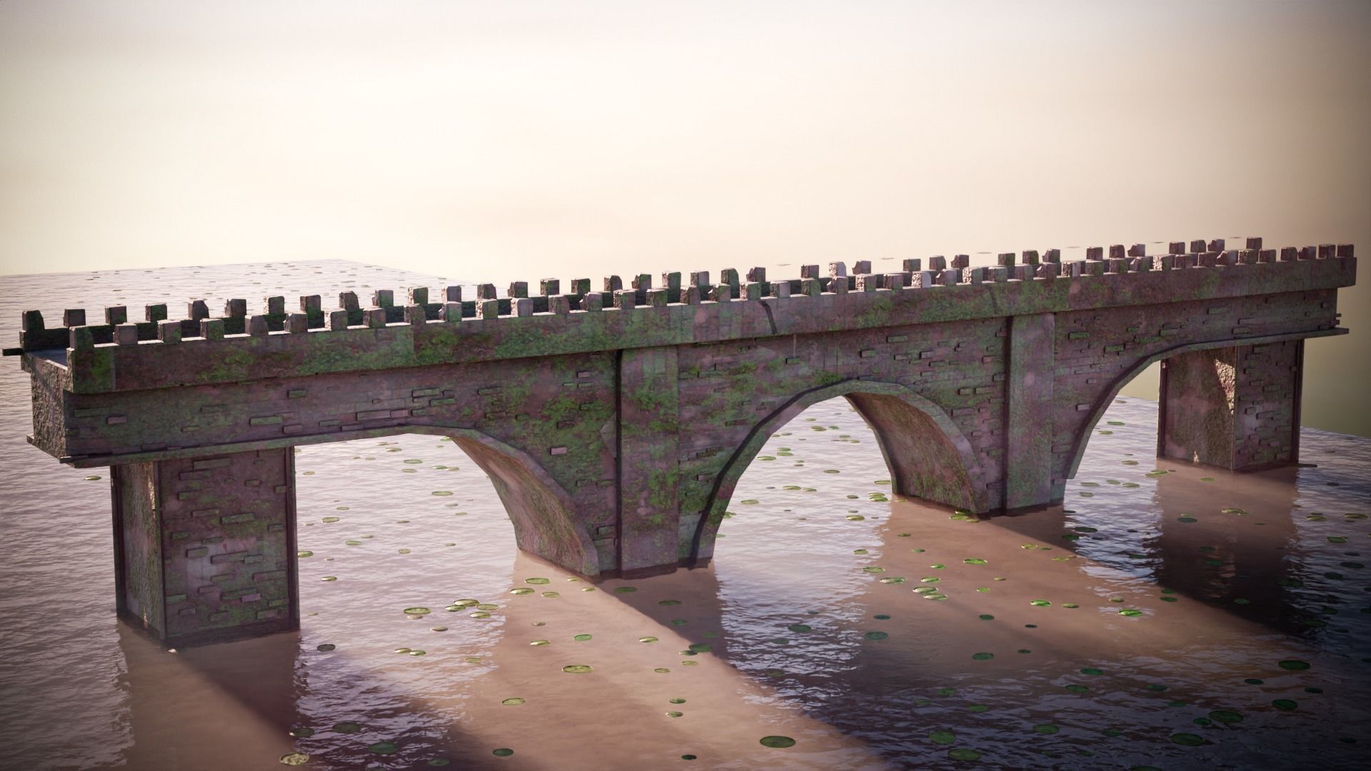 Medieval Bridge Low-poly 3D model_1