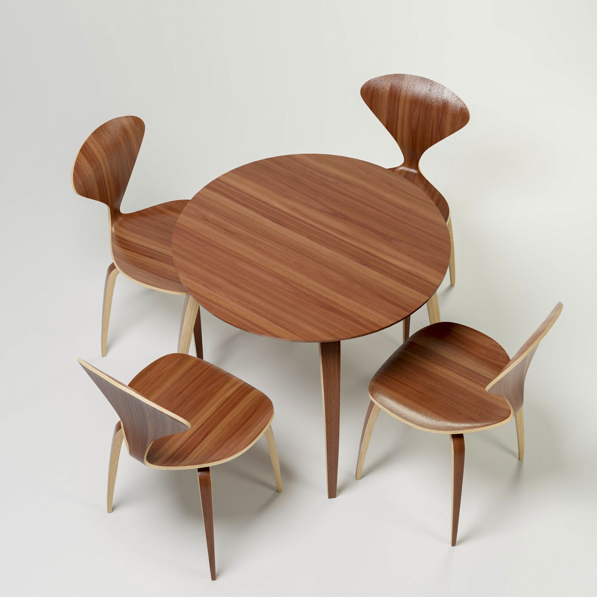 Dining set wooden chair with wood legs 3D model_1