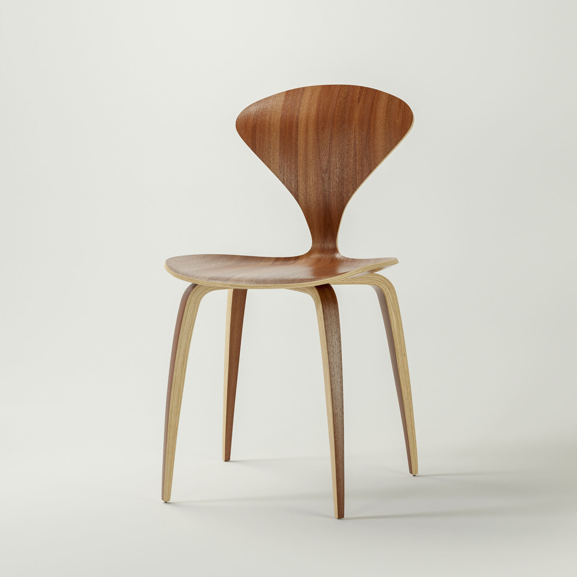 Dining set wooden chair with wood legs 3D model_2