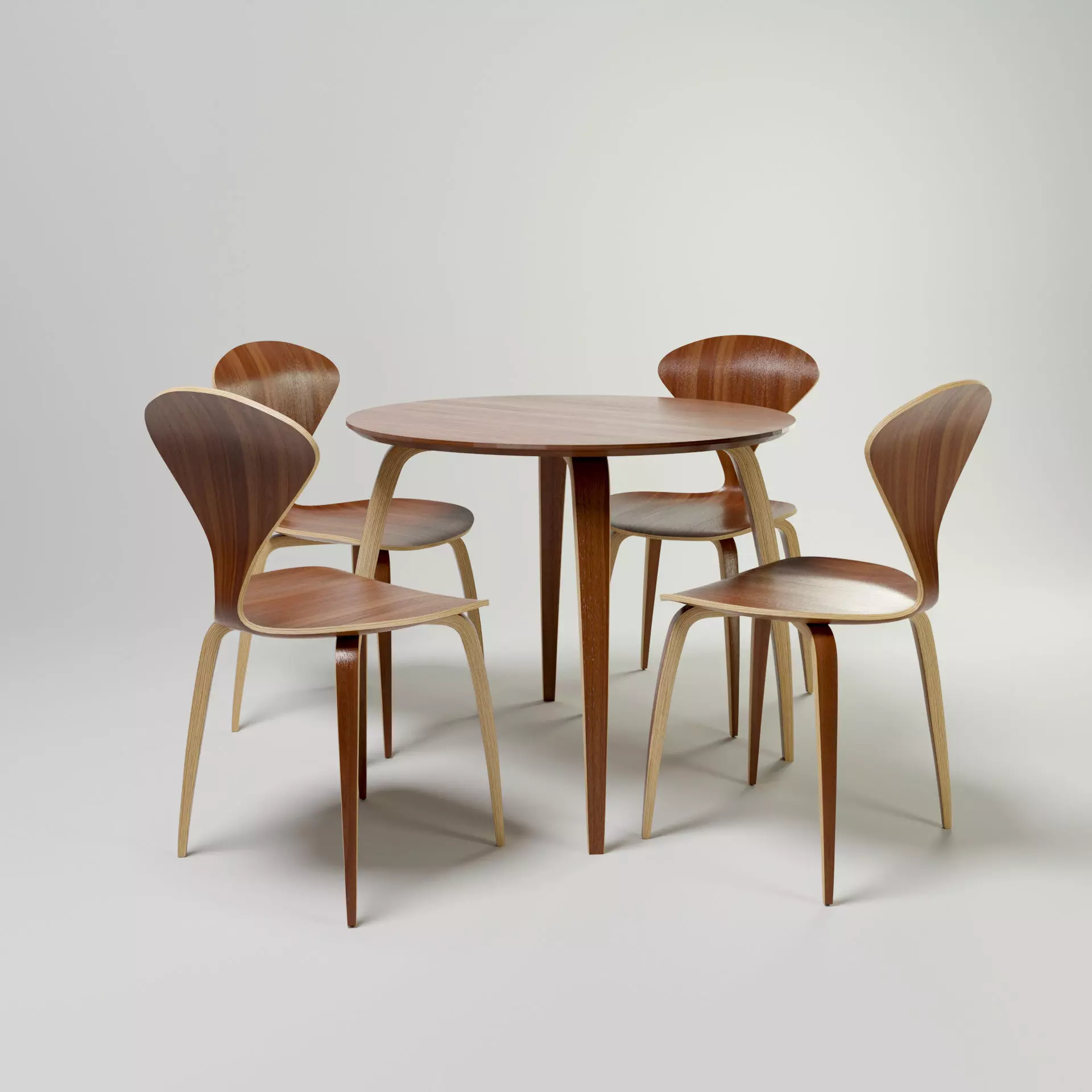 Dining set wooden chair with wood legs 3D model_0