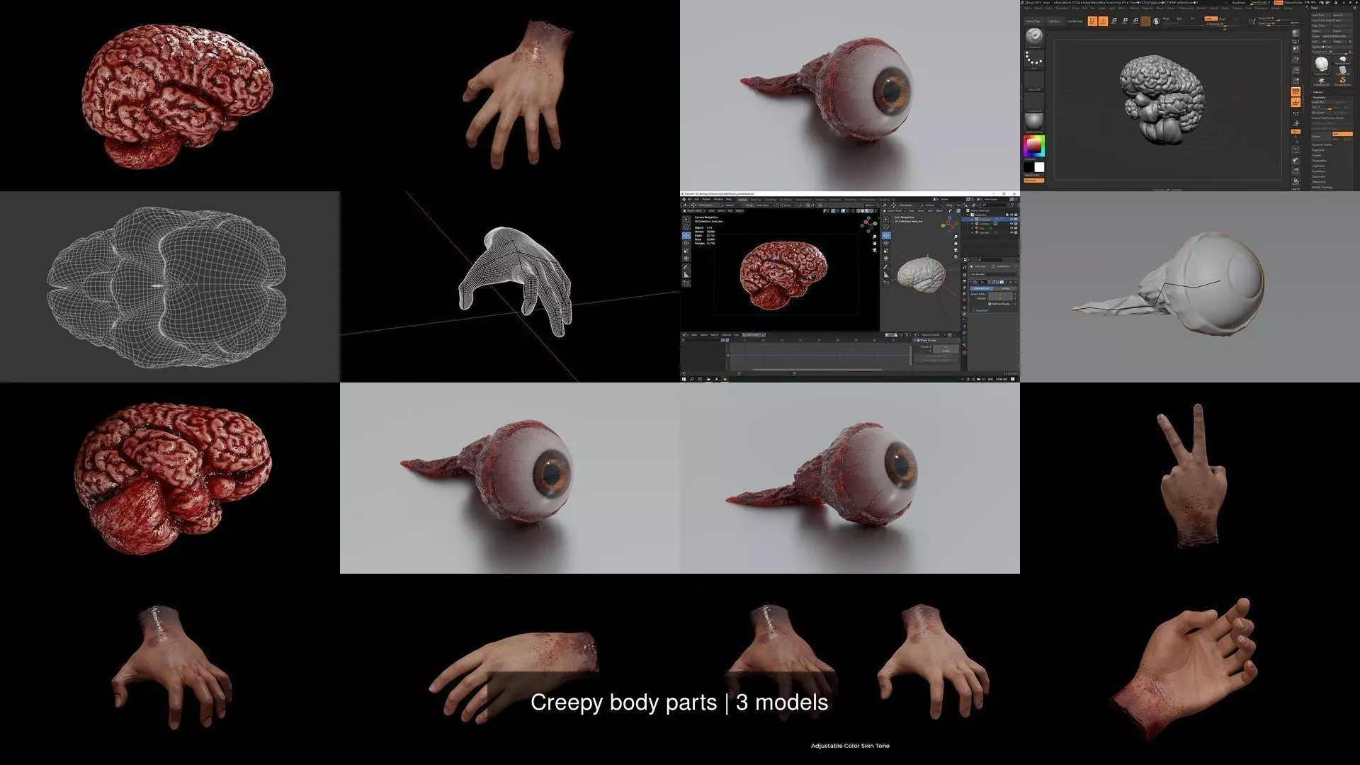 Creepy body parts 3D Model Collection_0