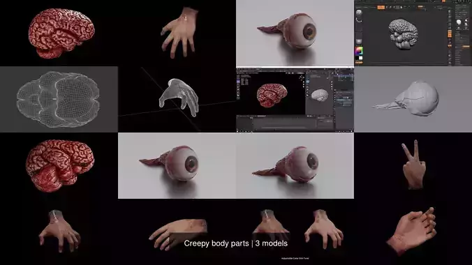Creepy body parts 3D Model Collection