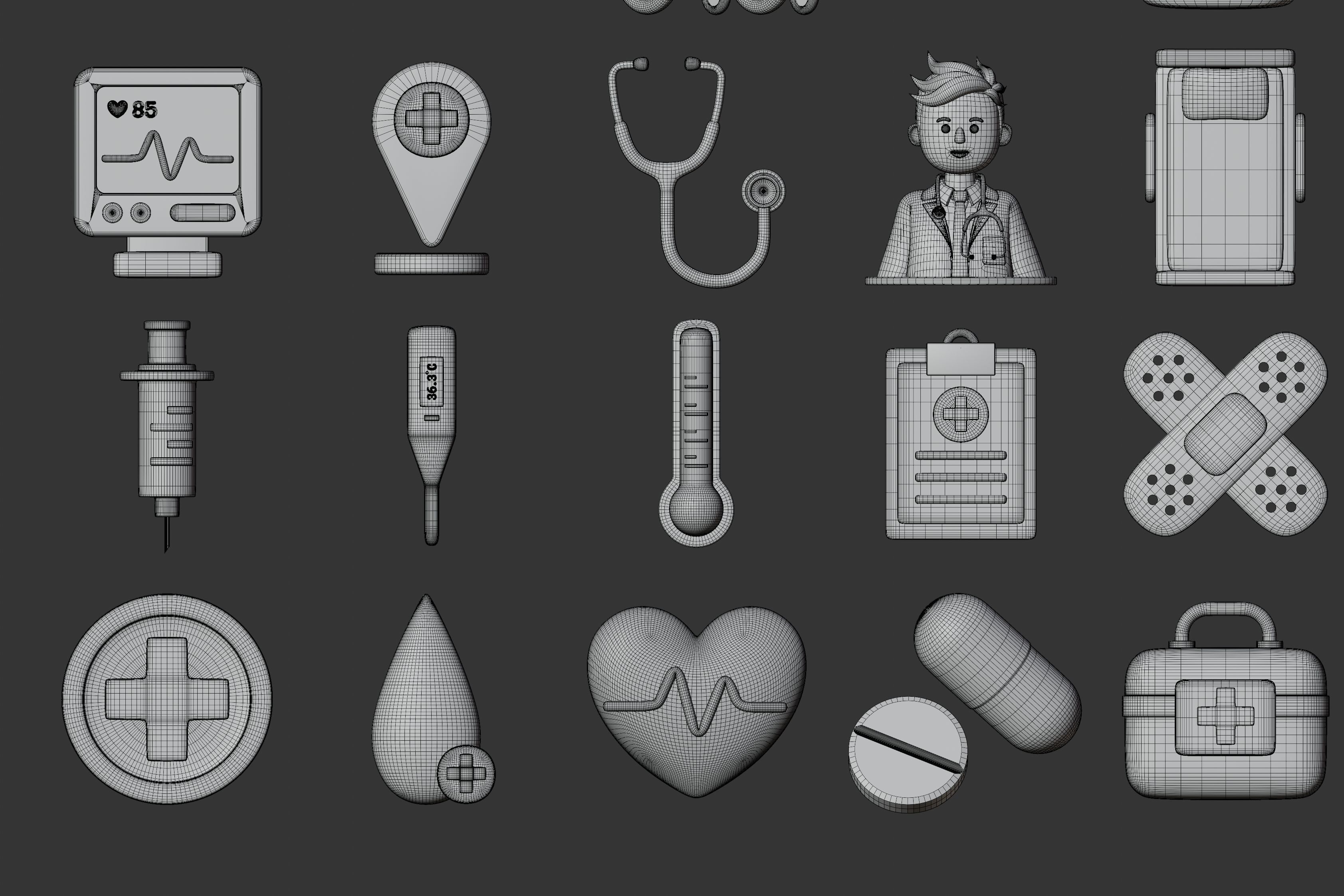 Medical and Health 3D Icon Pack 3D model_5