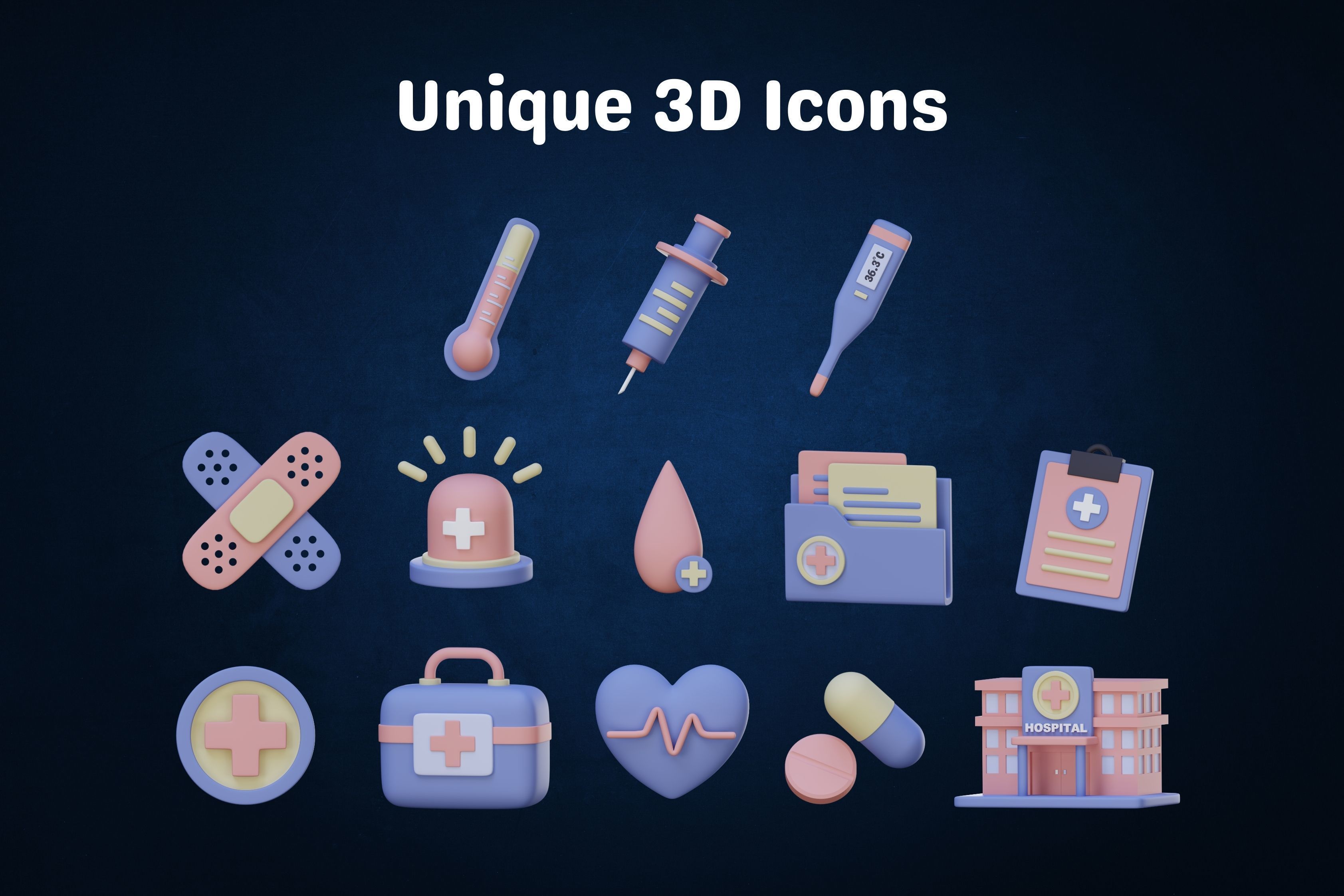 Medical and Health 3D Icon Pack 3D model_3