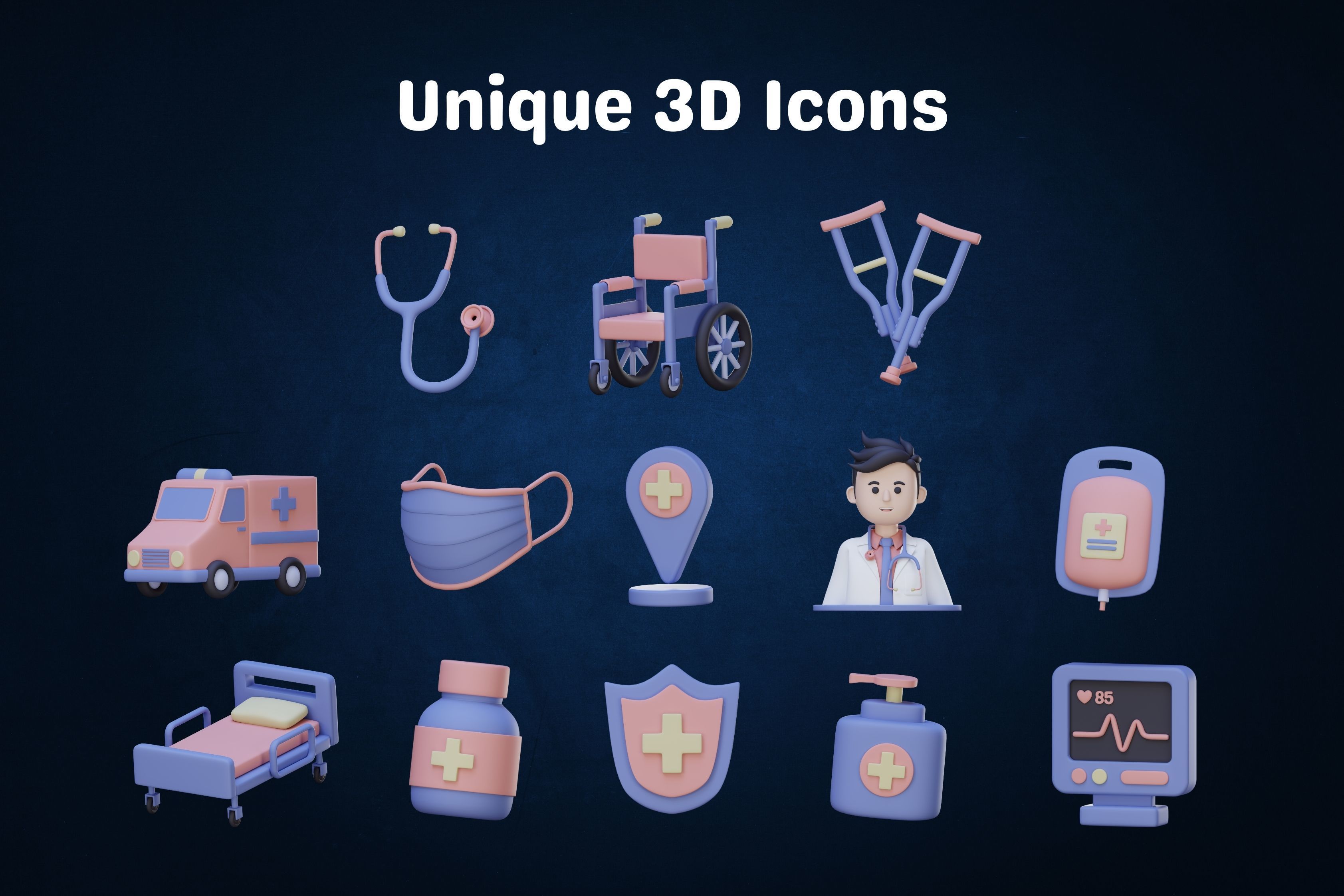 Medical and Health 3D Icon Pack 3D model_4