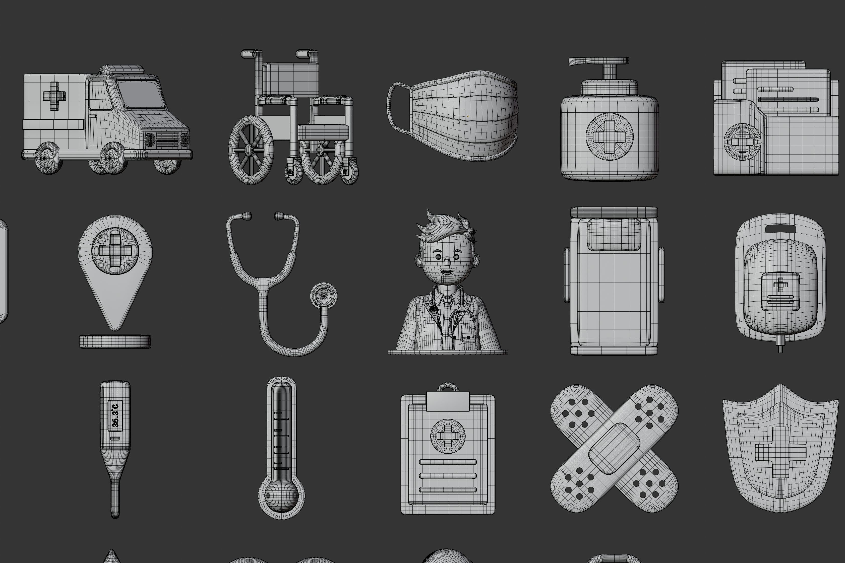 Medical and Health 3D Icon Pack 3D model_6
