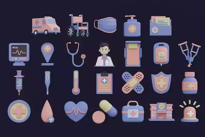 Medical and Health 3D Icon Pack