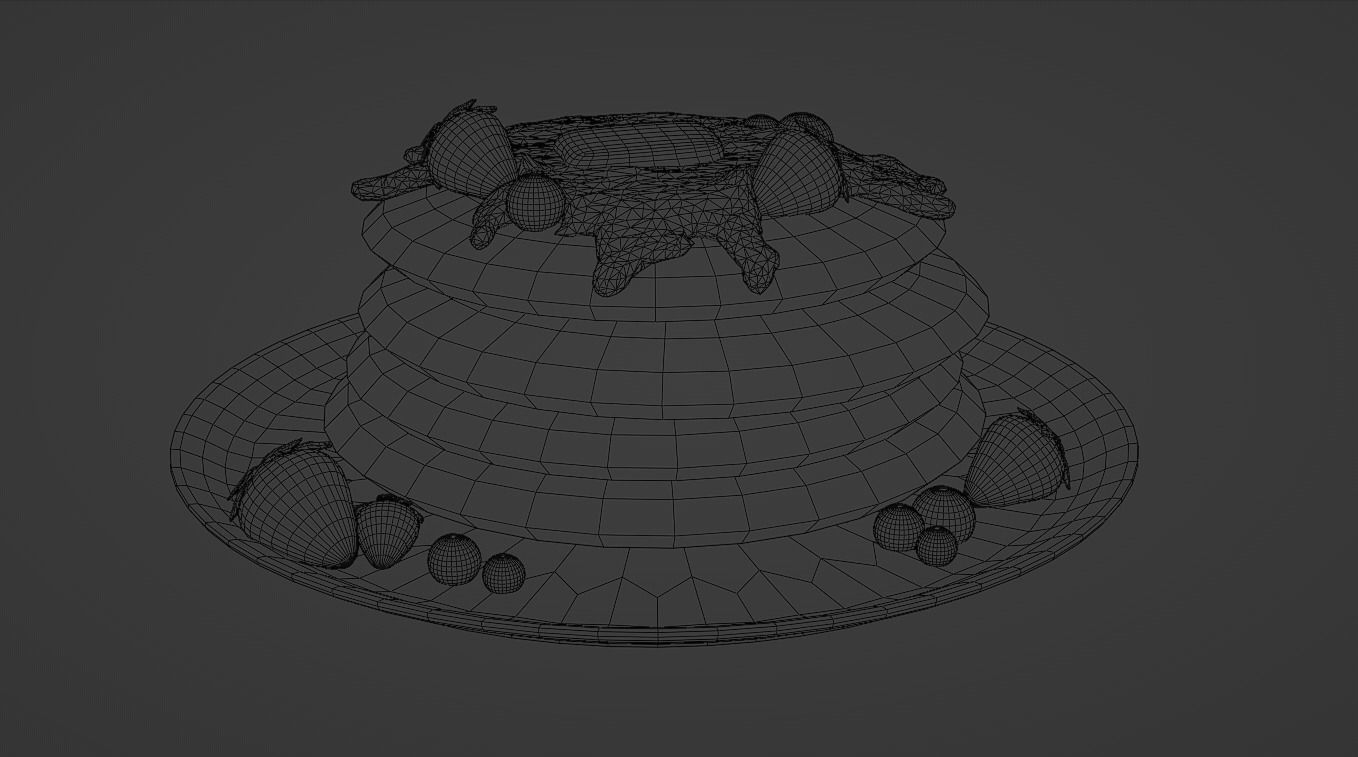 Pancakes stack on plate Low-poly 3D model_6