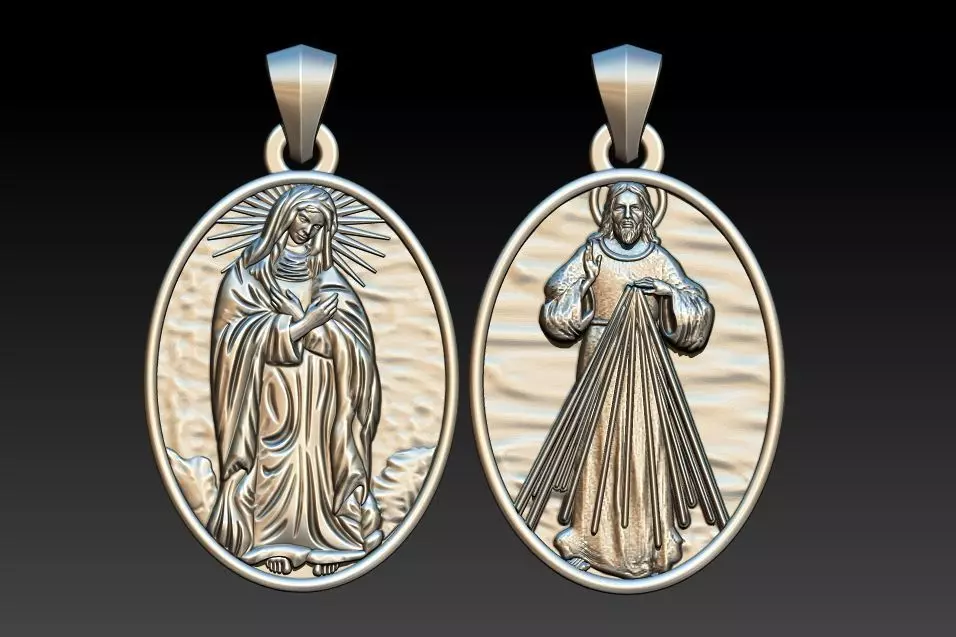 The Divine Mercy - Jesus and Mother of Mercy 3D print model