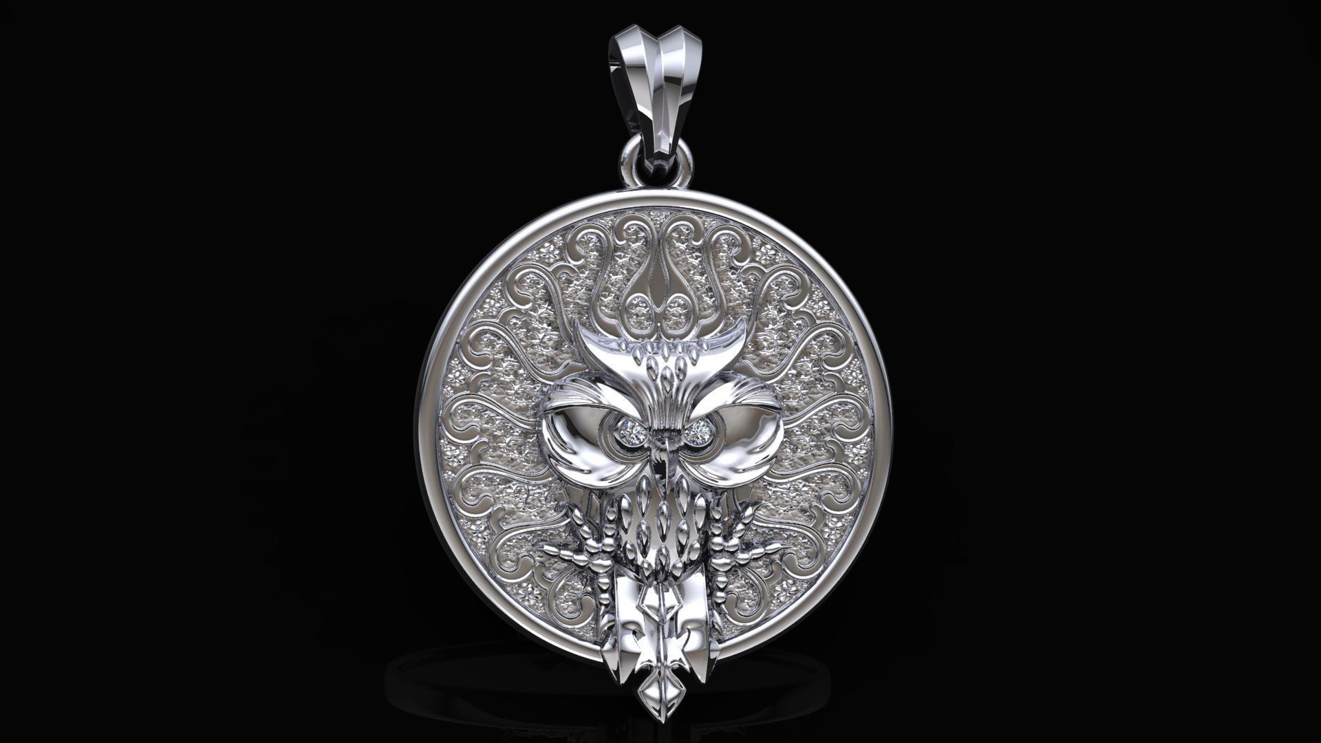 Owl bird pendant 3D print model_5