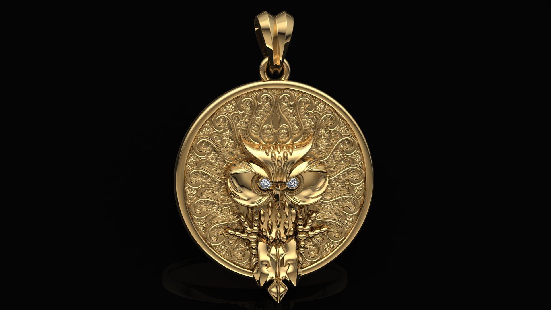 Owl bird pendant 3D print model_2