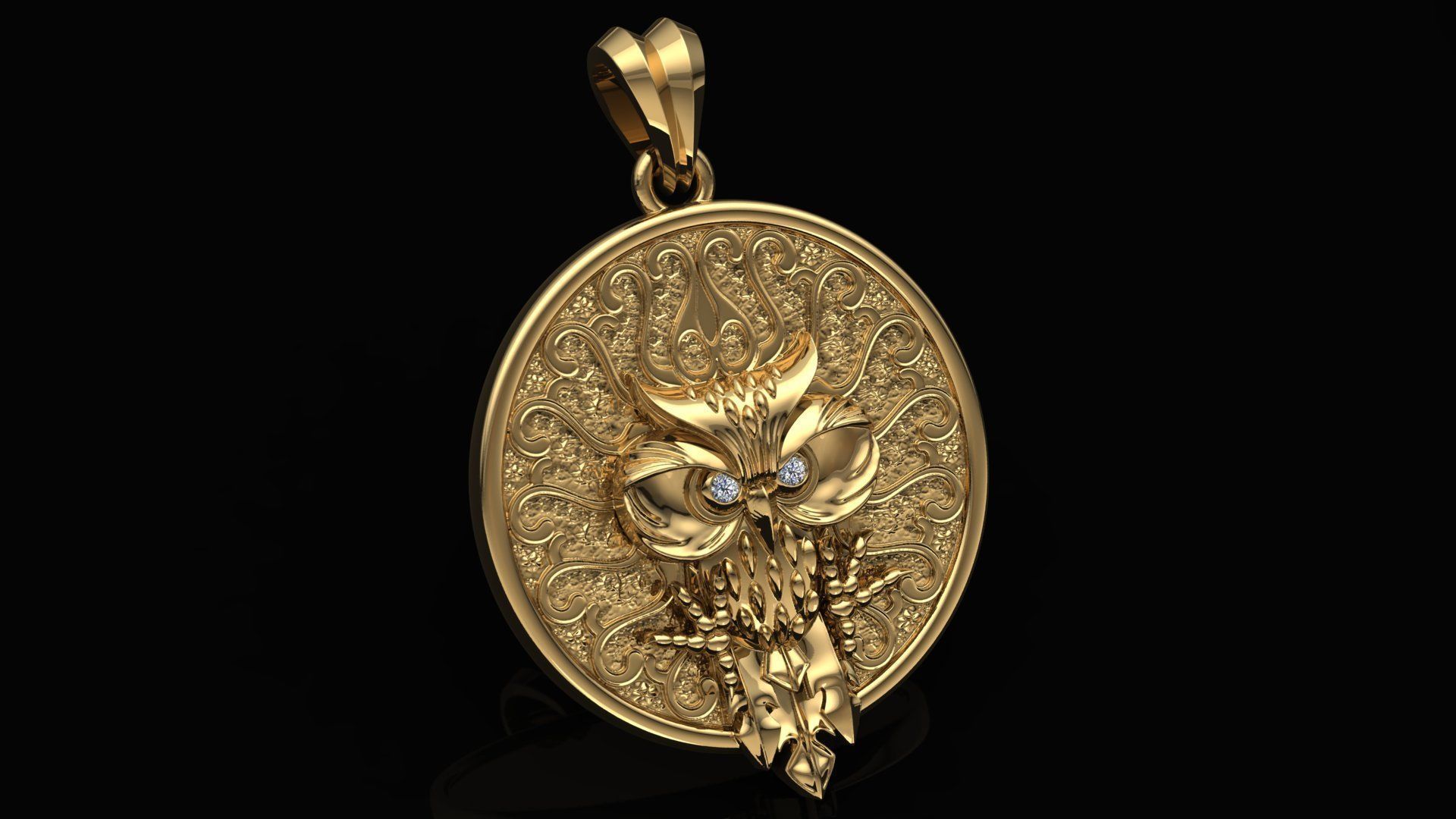 Owl bird pendant 3D print model_3