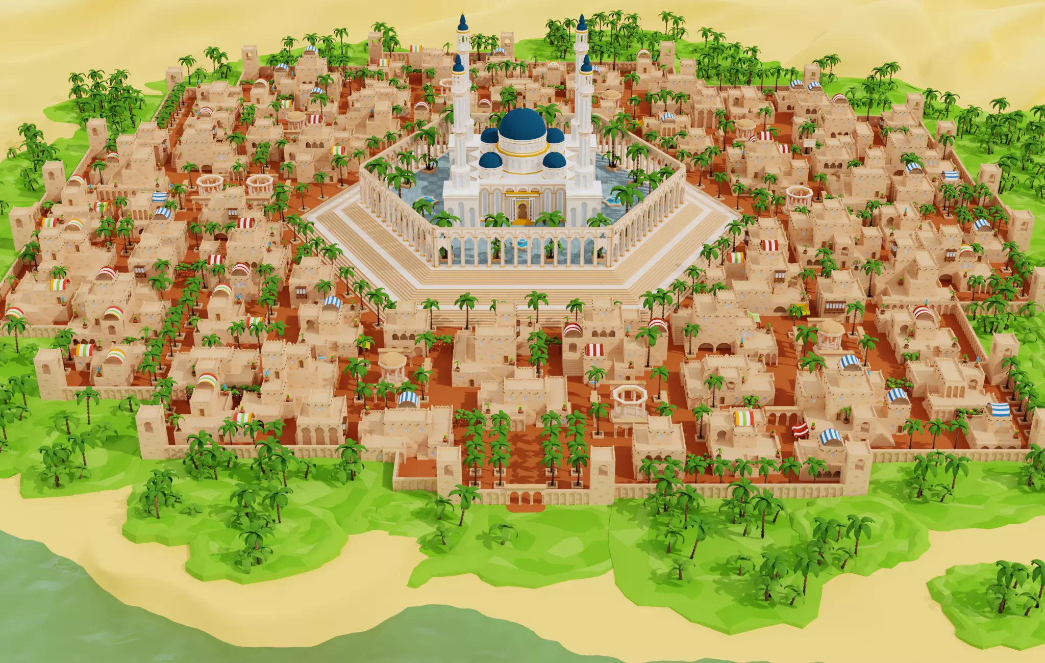 Arabic style set Low-poly 3D model_0