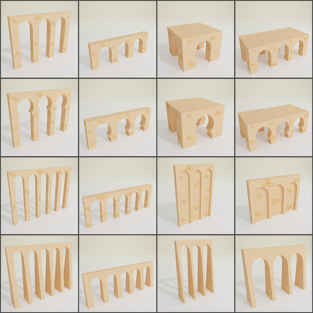 Arabic style set Low-poly 3D model_3