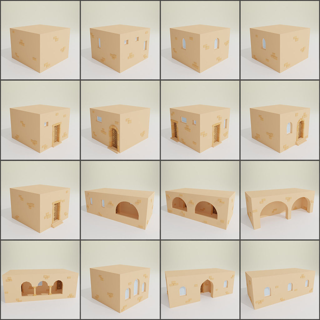 Arabic style set Low-poly 3D model_11