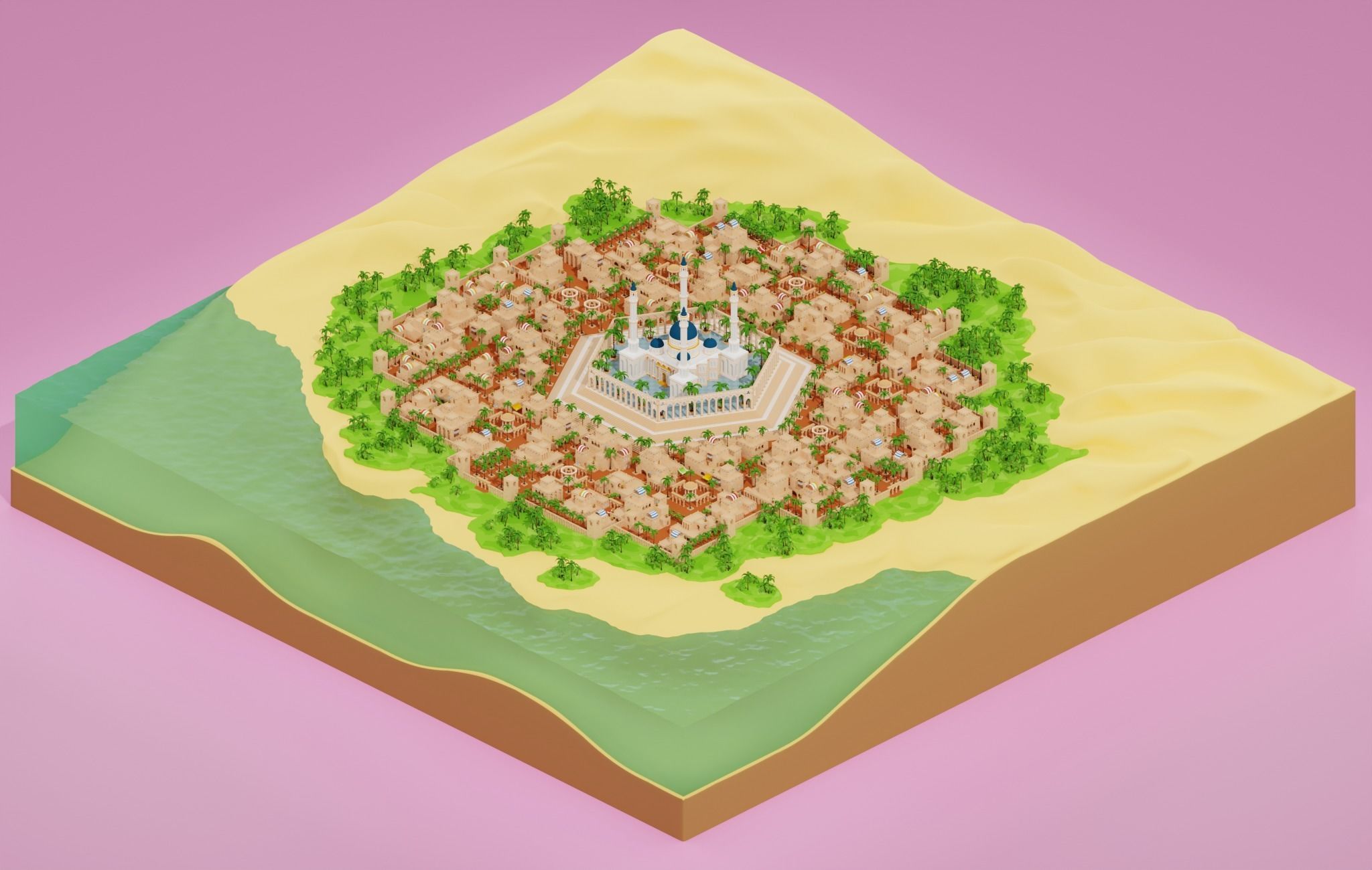 Arabic style set Low-poly 3D model_1