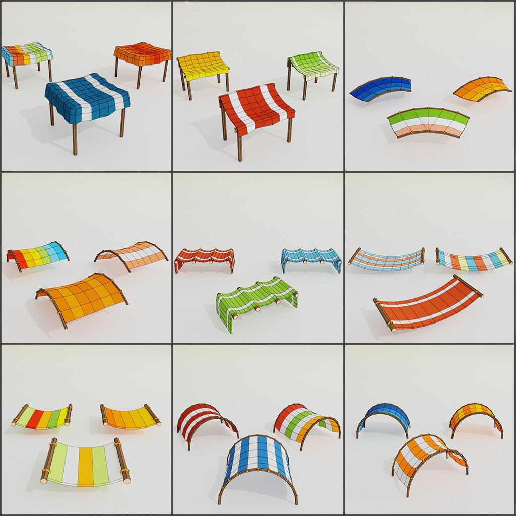 Arabic style set Low-poly 3D model_16