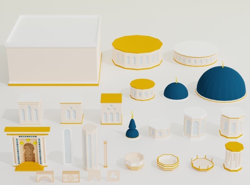 Arabic style set Low-poly 3D model_7