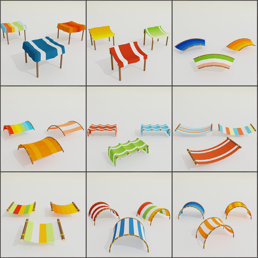 Arabic style set Low-poly 3D model_15