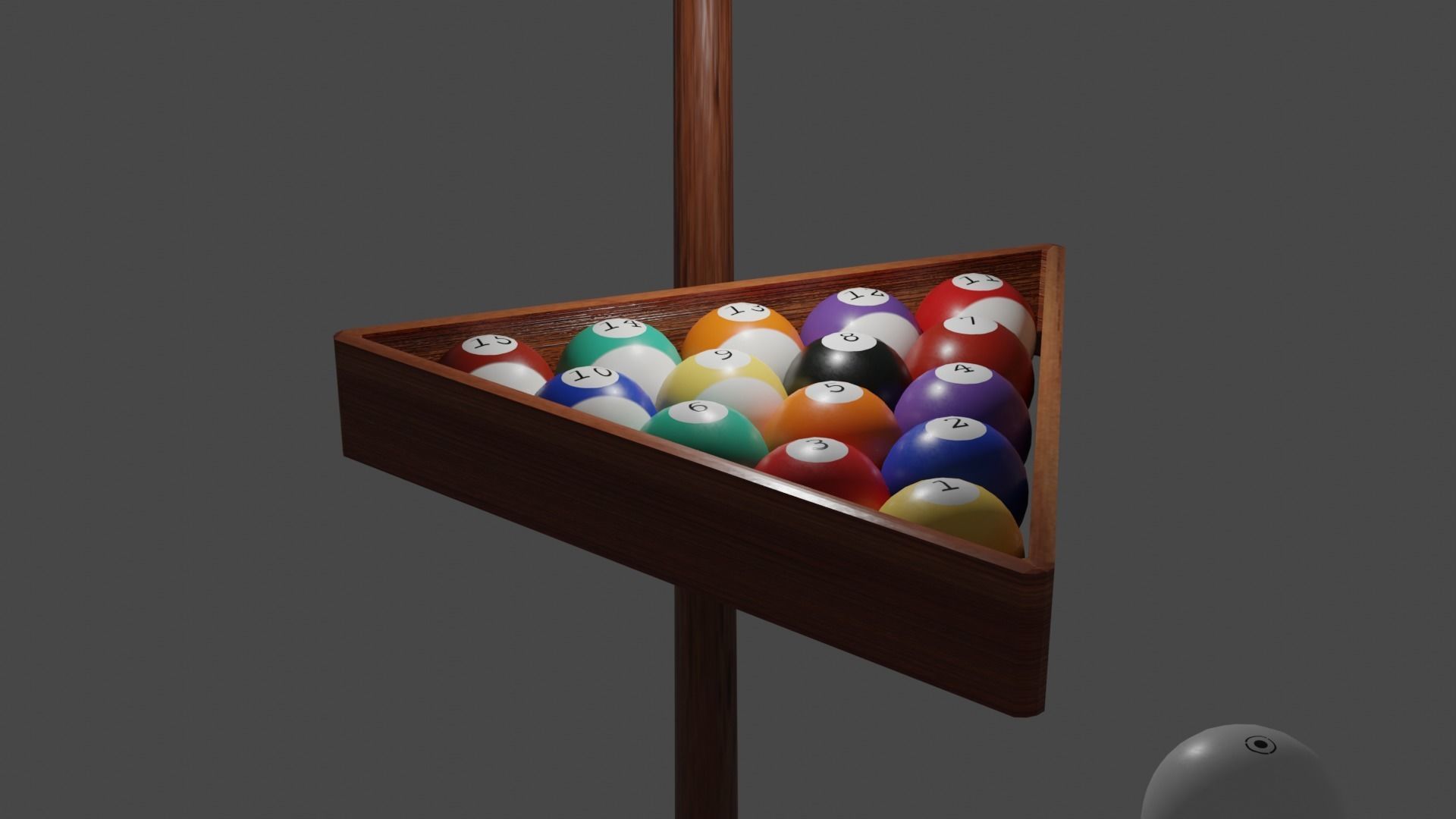 High Quality Pool Set - 16 Balls - Rack - Cue 3D model_1