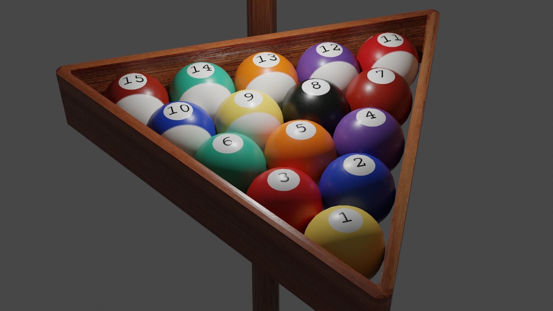 High Quality Pool Set - 16 Balls - Rack - Cue 3D model_4